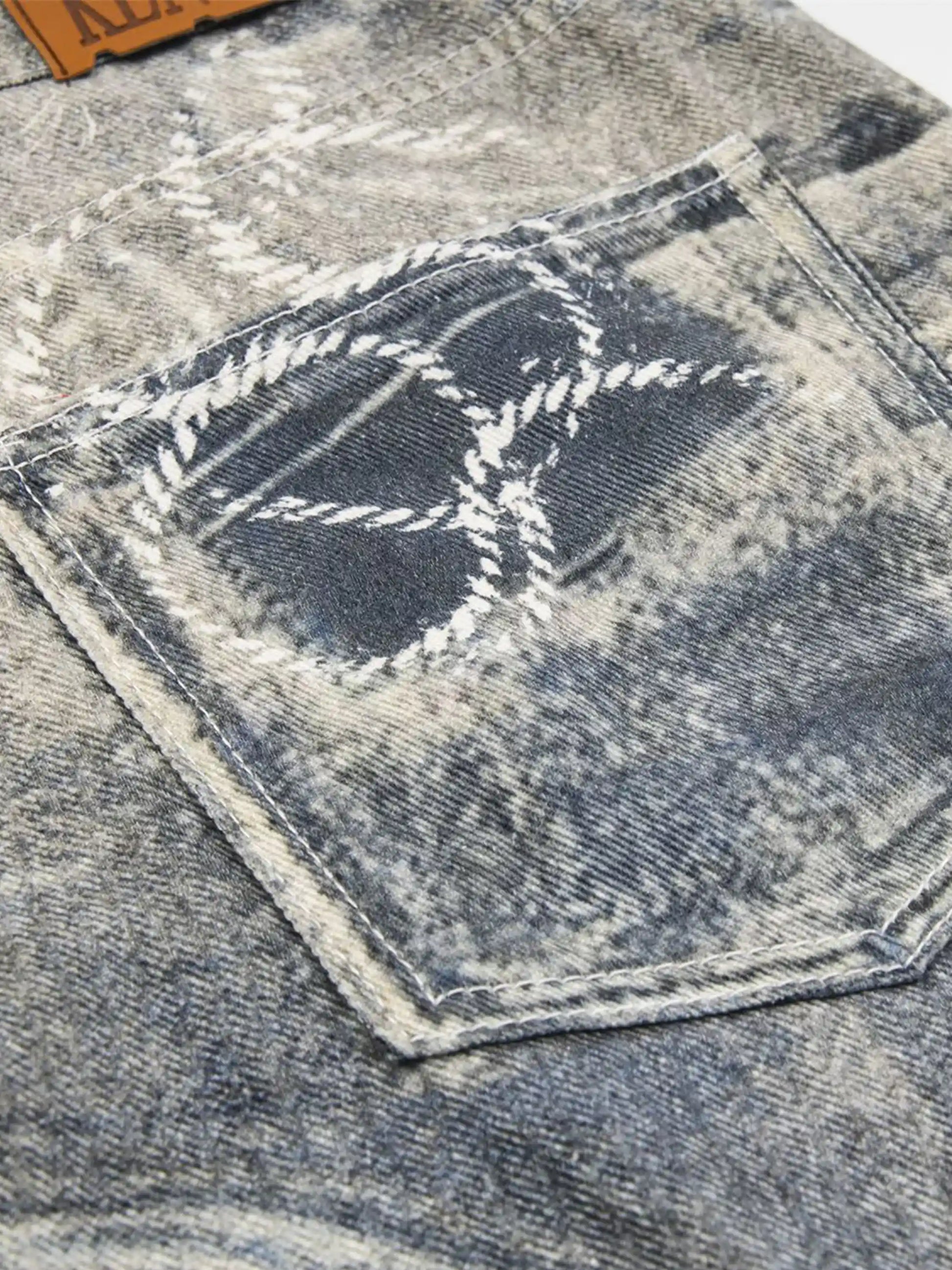 Cigarette Digital Print Imitation Jeans