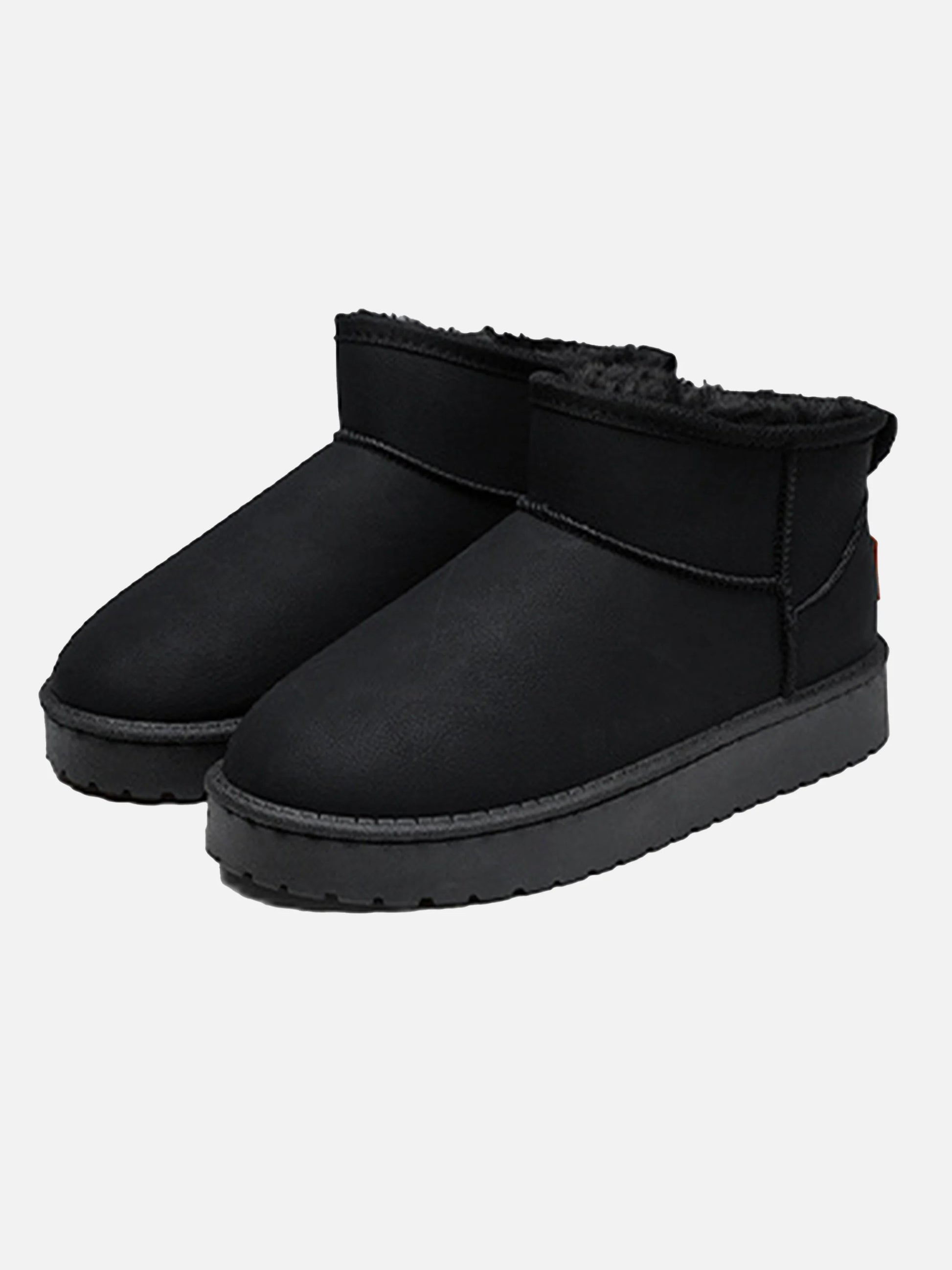 Solid Color Low-top Furry Chunky Boots