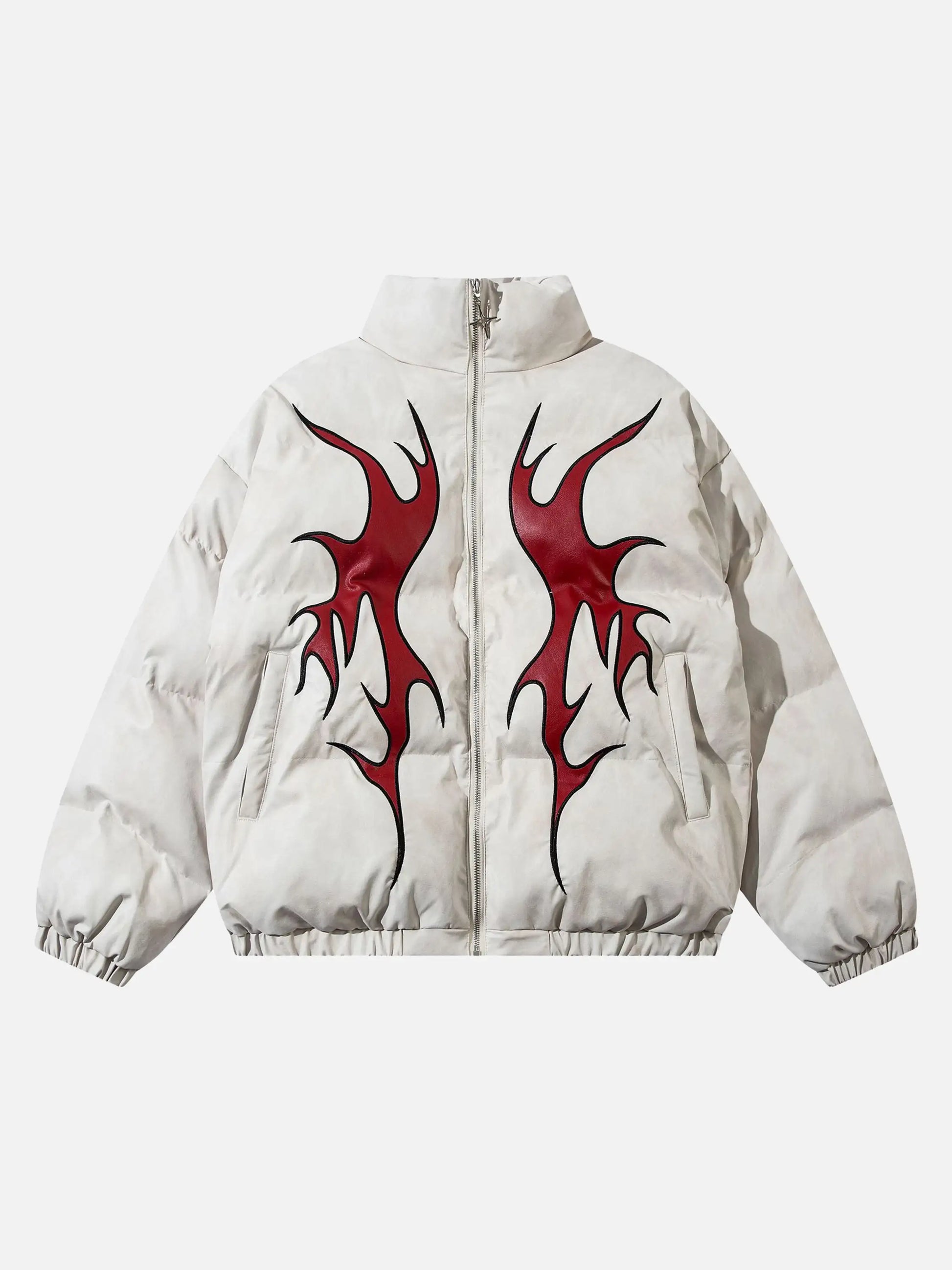 Flame PU Leather Zip-up Jacket