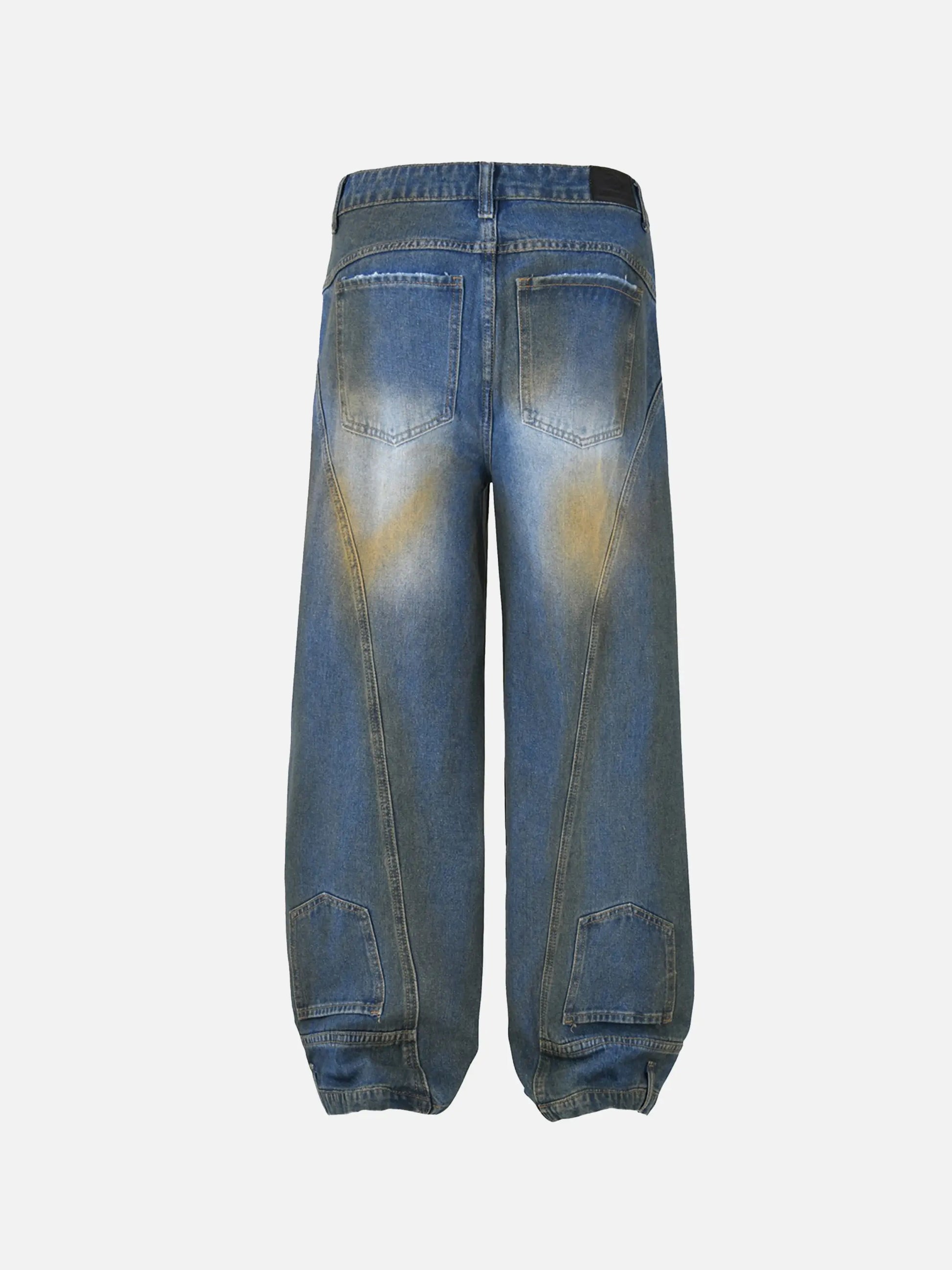 Straight-Leg Patchwork Mud-Dyed Jeans