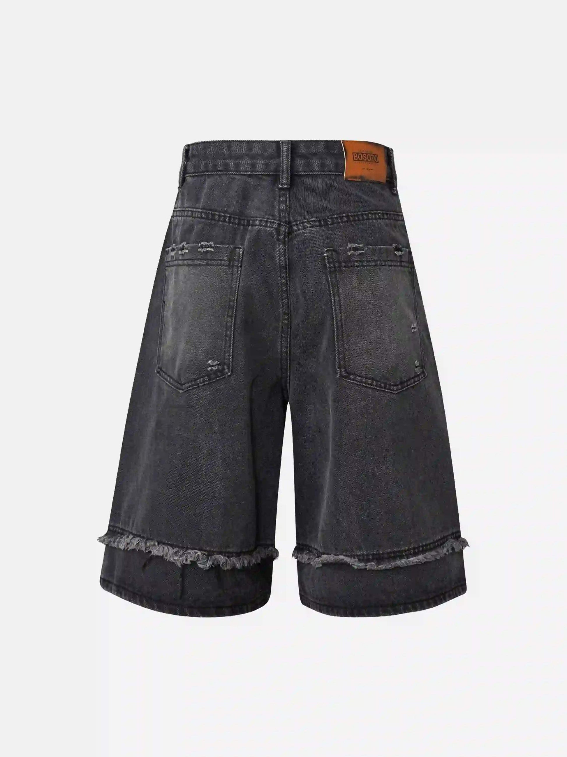 Disguisen Clean Fit Whisker Patchwork Cropped Denim Jorts
