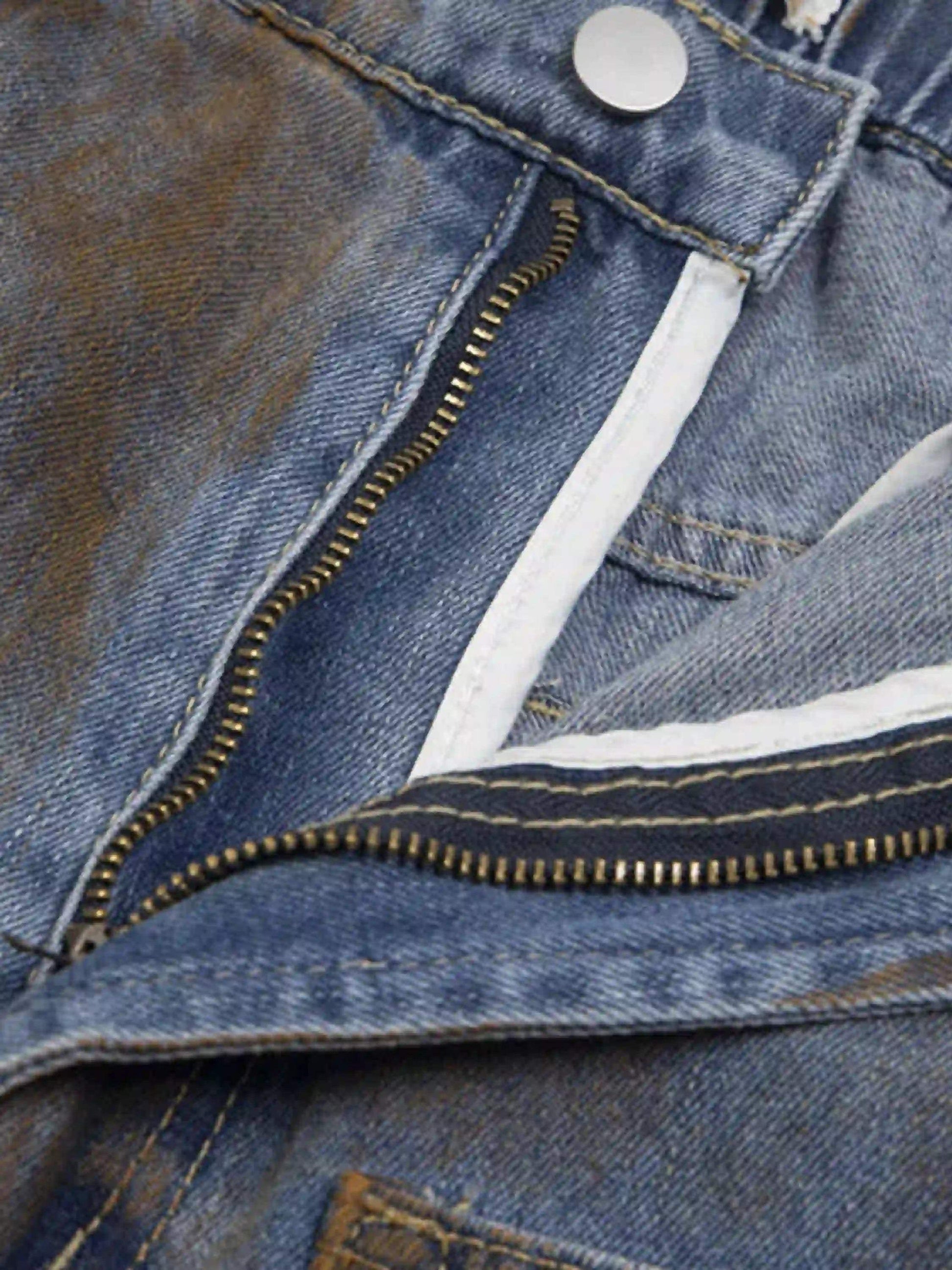 Disguisen American Style Wasteland Style Wide-Leg Denim Jorts