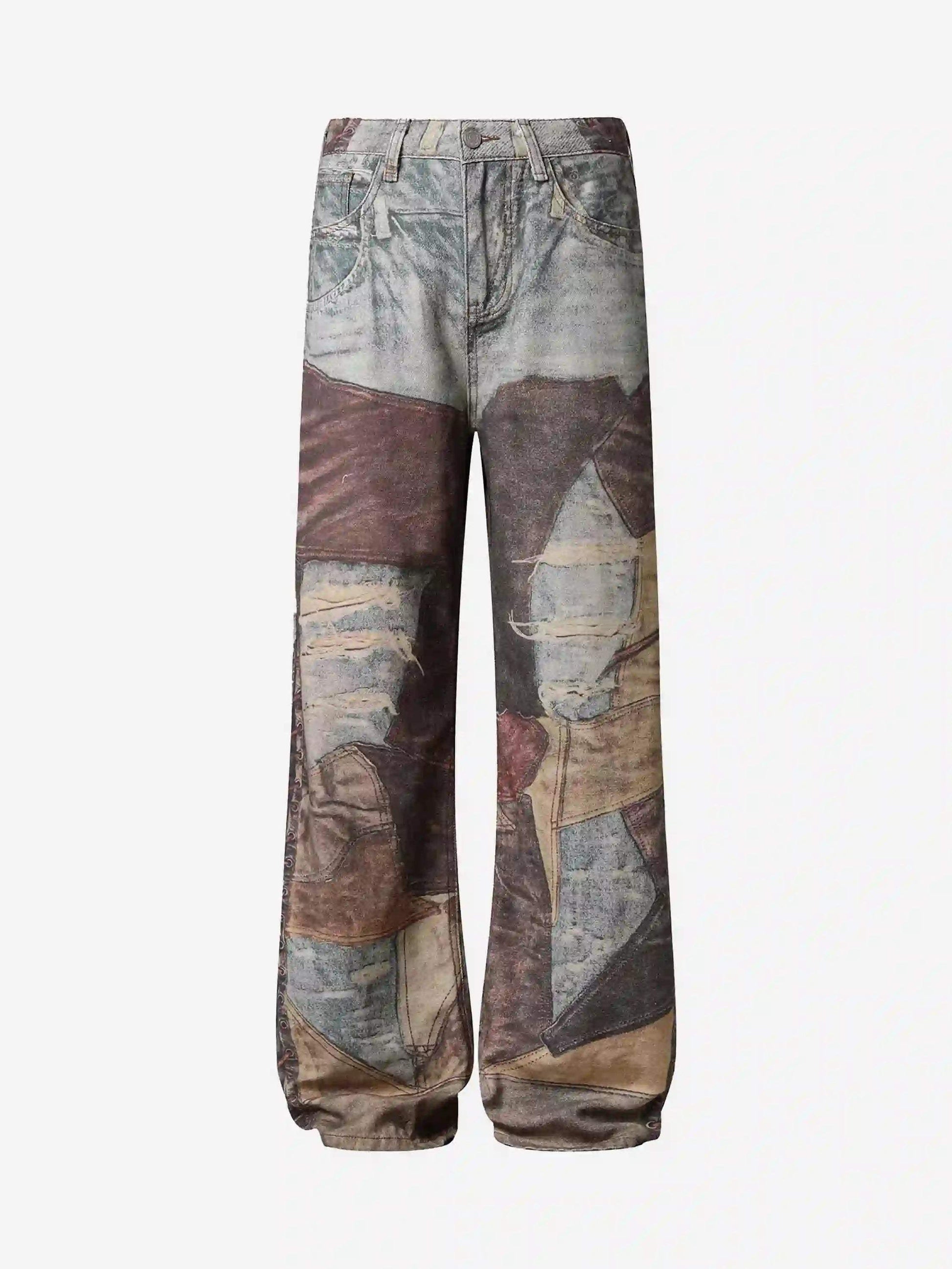 Disguisen High Street Distressed Washed Printed Jeans