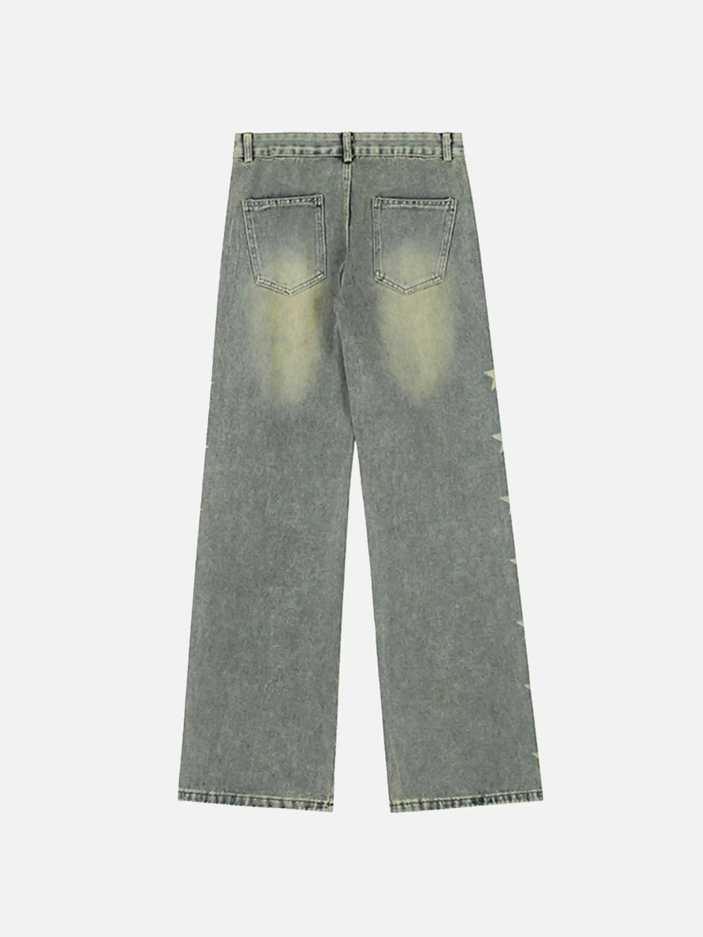 Vintage Distressed Star Print Straight-leg Jeans