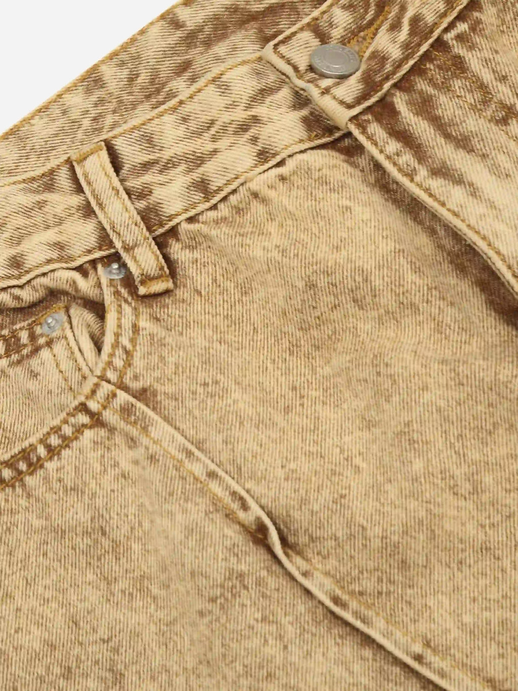Vintage Washed Pleated Straight Jeans