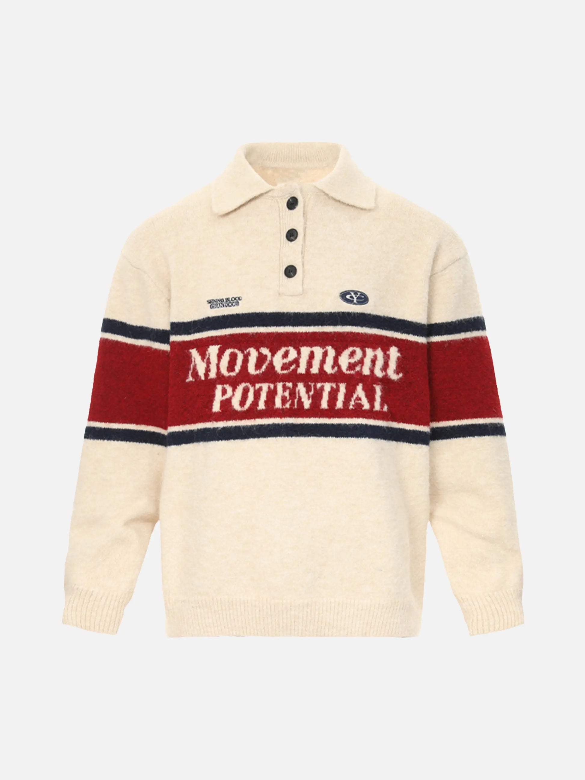 Vintage Preppy Colorblock Lapel Sweater