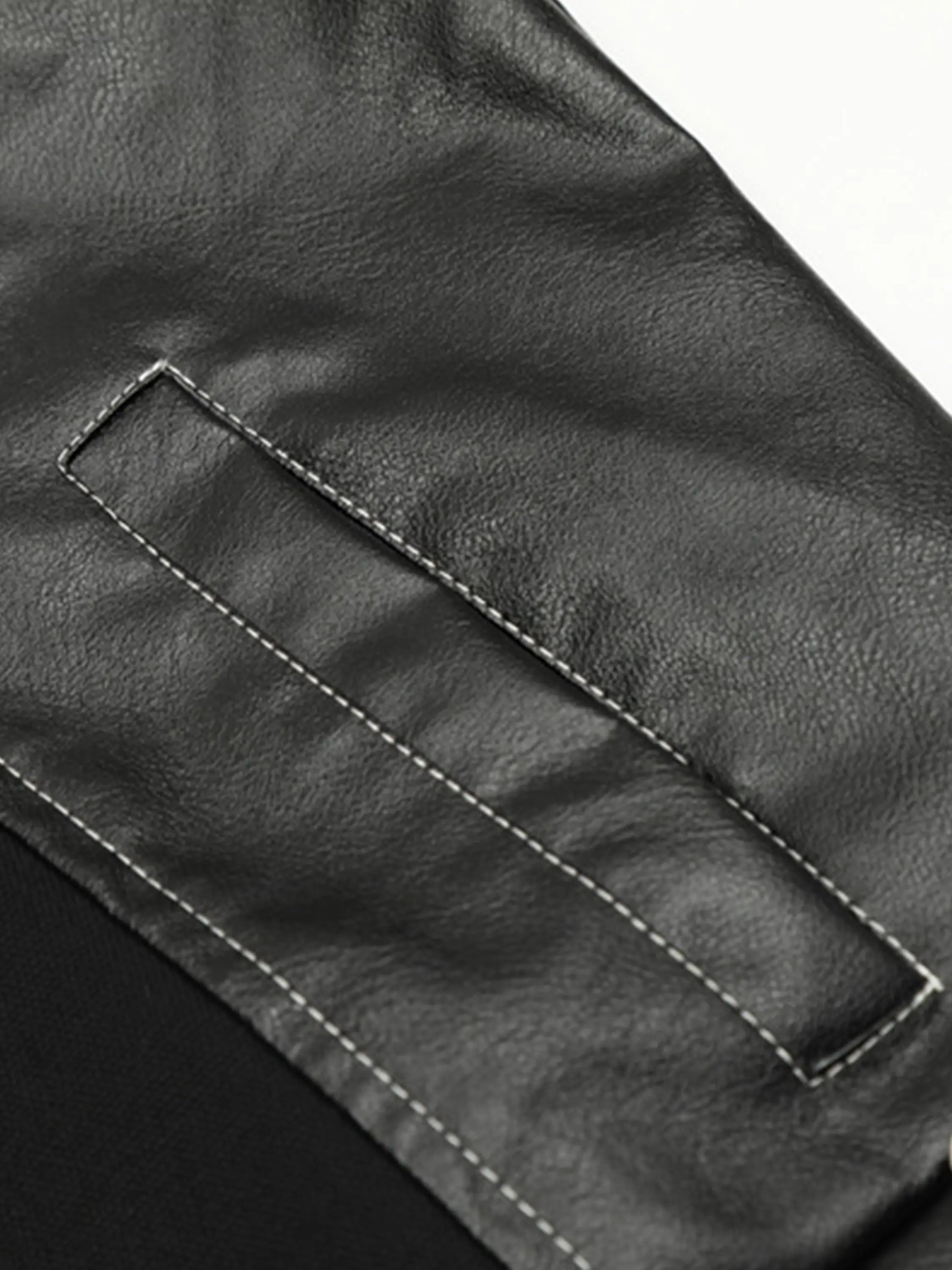 Racing PU Stand Collar Croppped Jacket