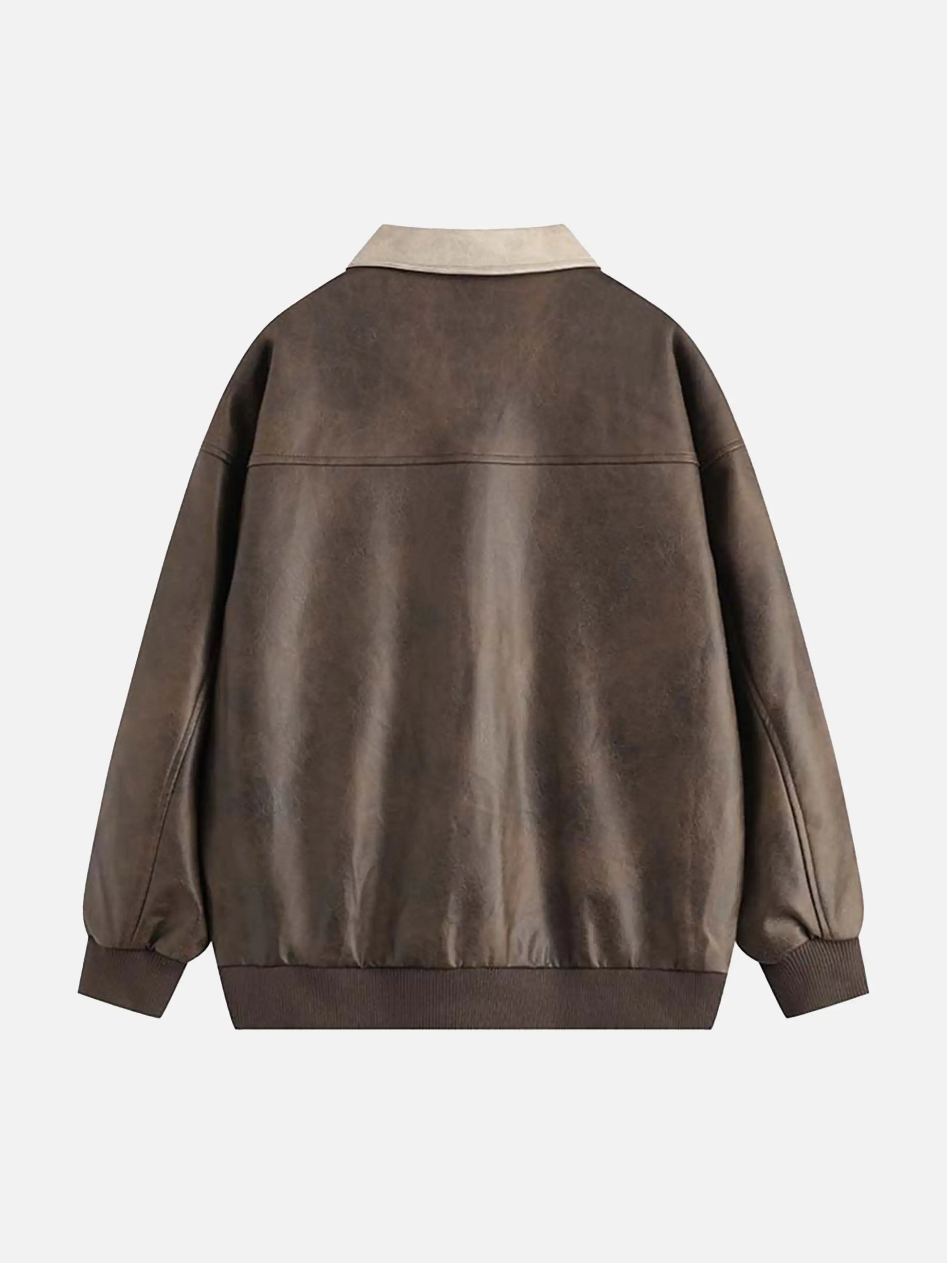 Flocked Embroidered PU Leather Jacket