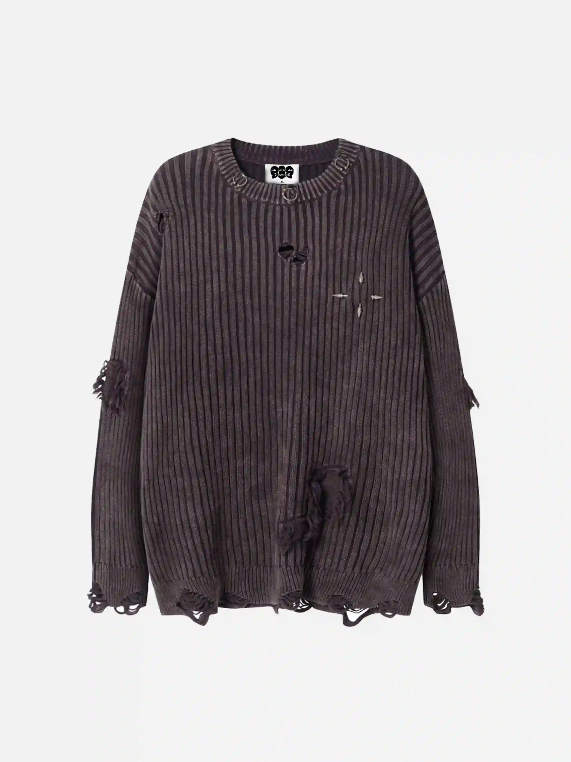 Disguisen Distressed Ripped Rivets Sweater