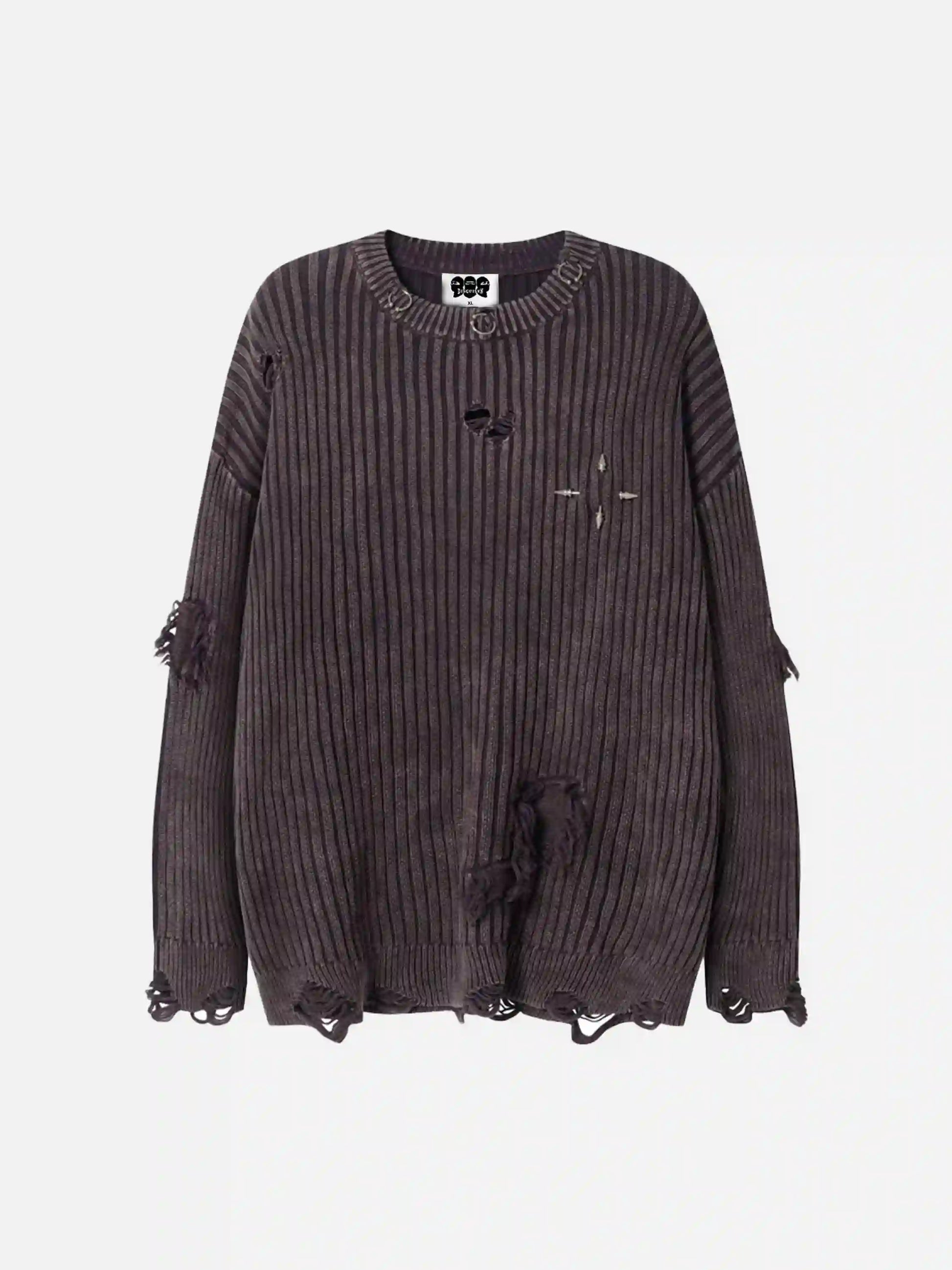 Disguisen Distressed Ripped Rivets Sweater