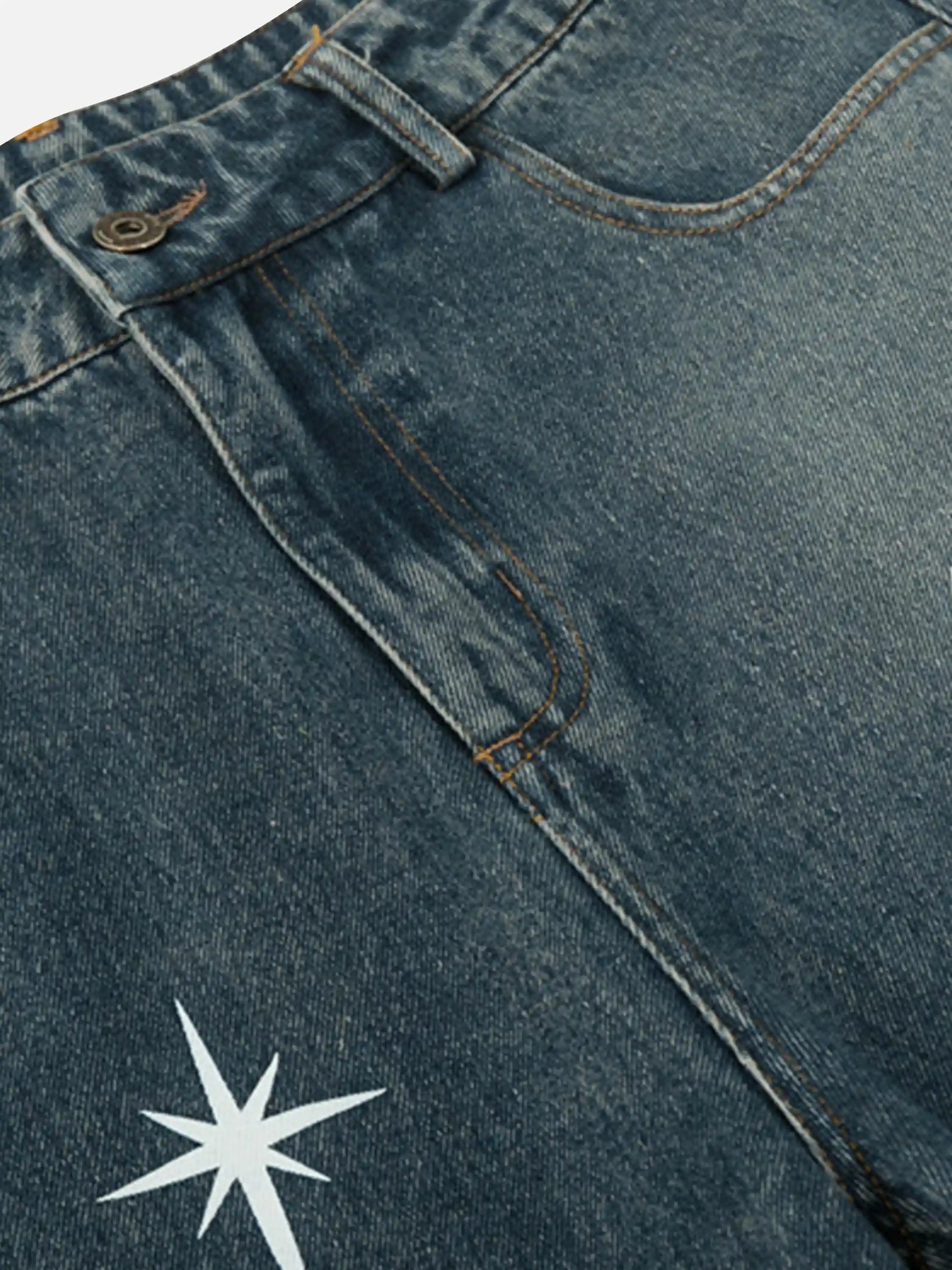 Polaris Print Washed Straight Jeans