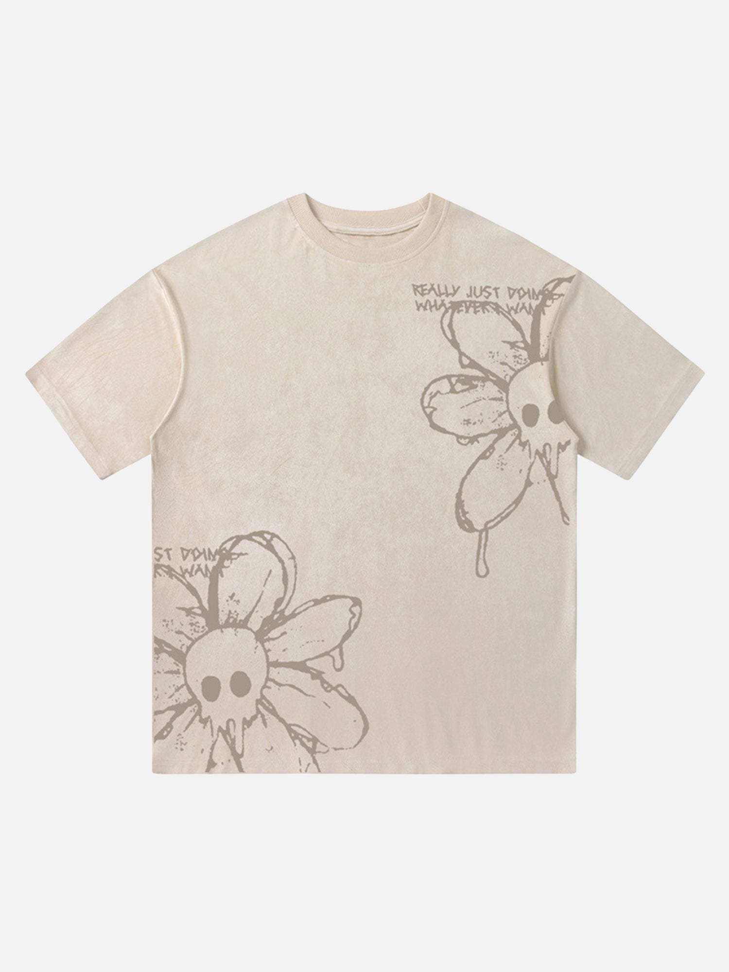 Disguisen American Retro Creative Skull Flower T-shirt