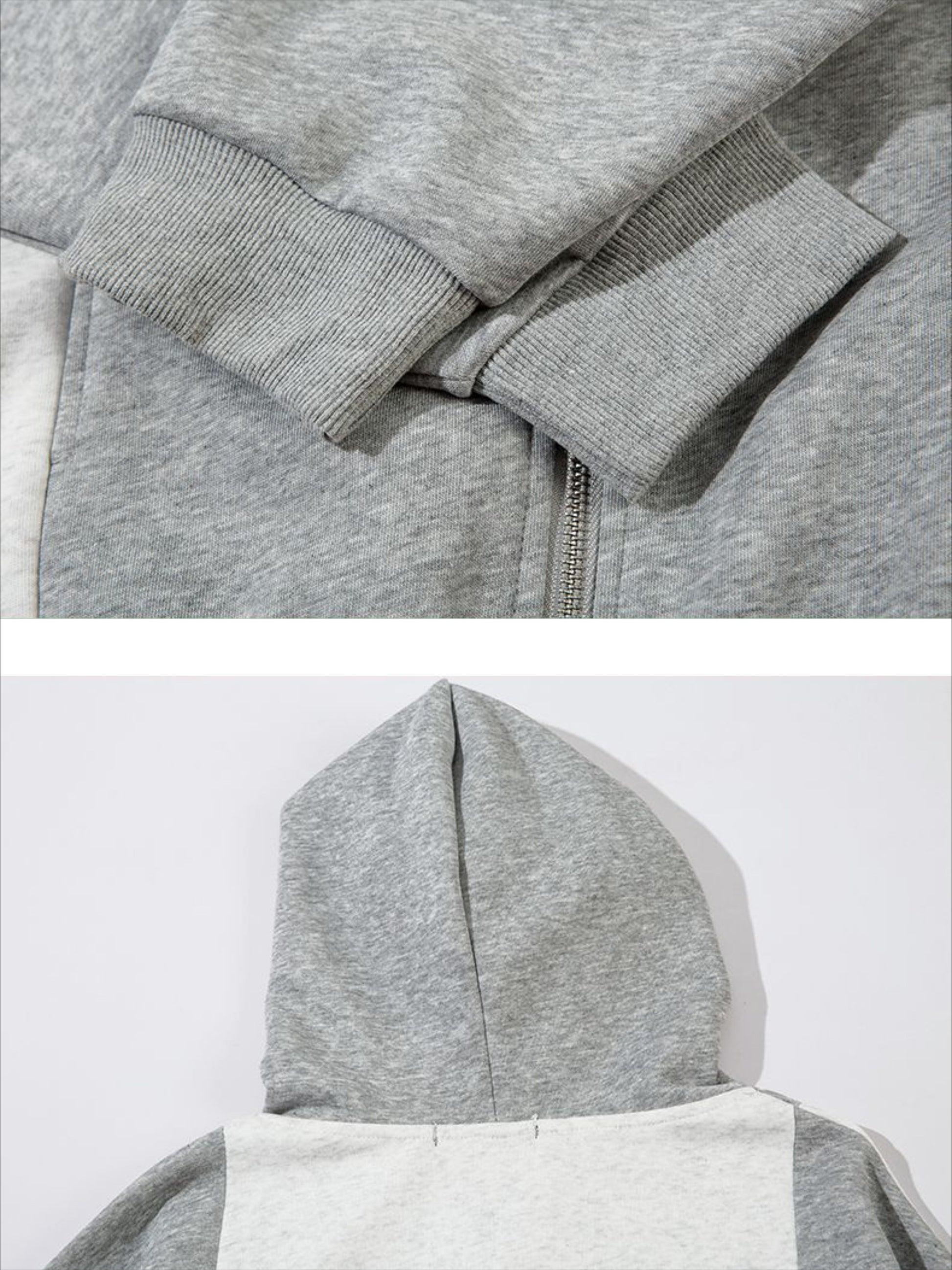 Academic Style Assembled Color Blocking Hoodie