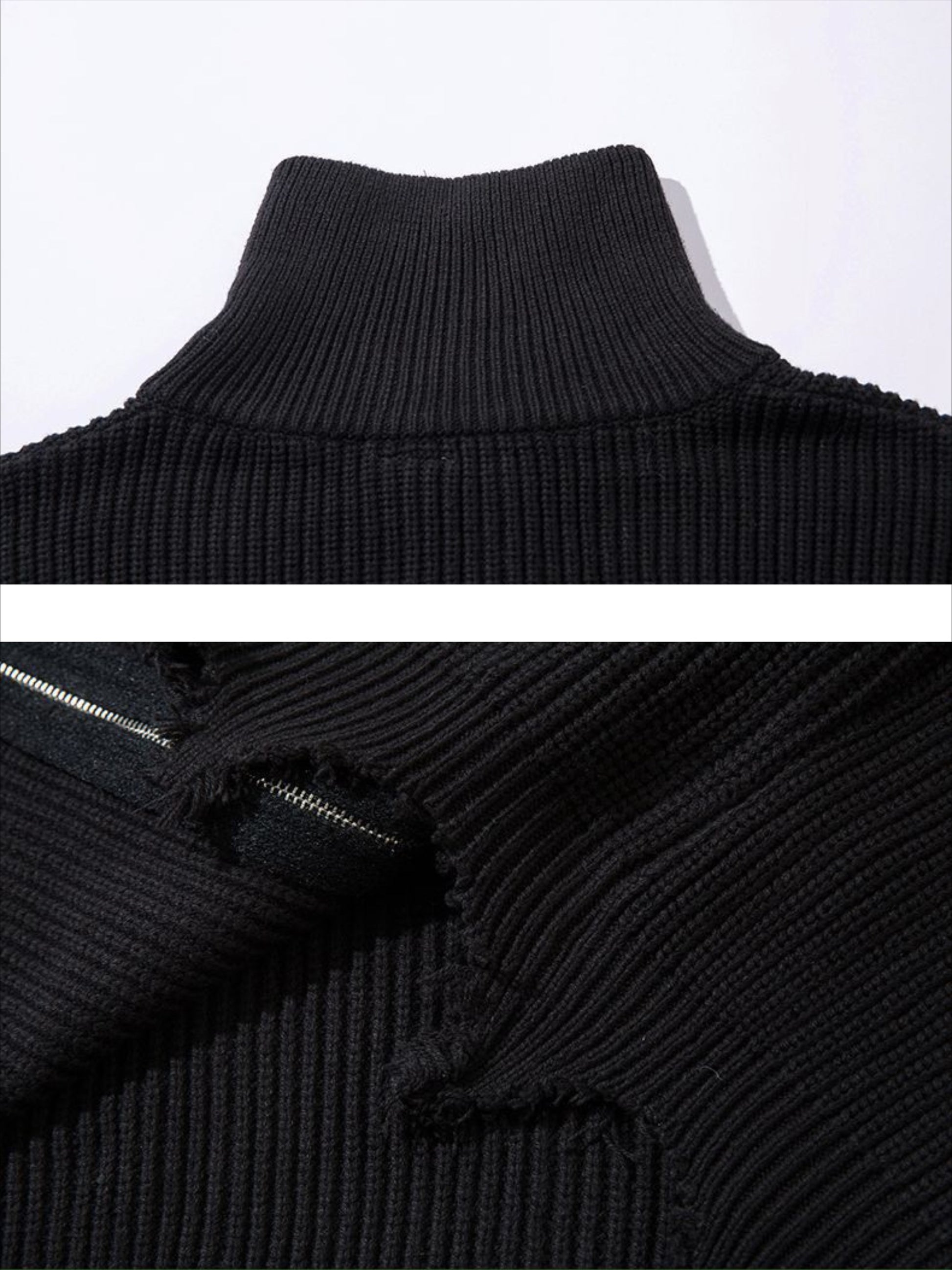 Vintage Worn Loose zipper Sweater