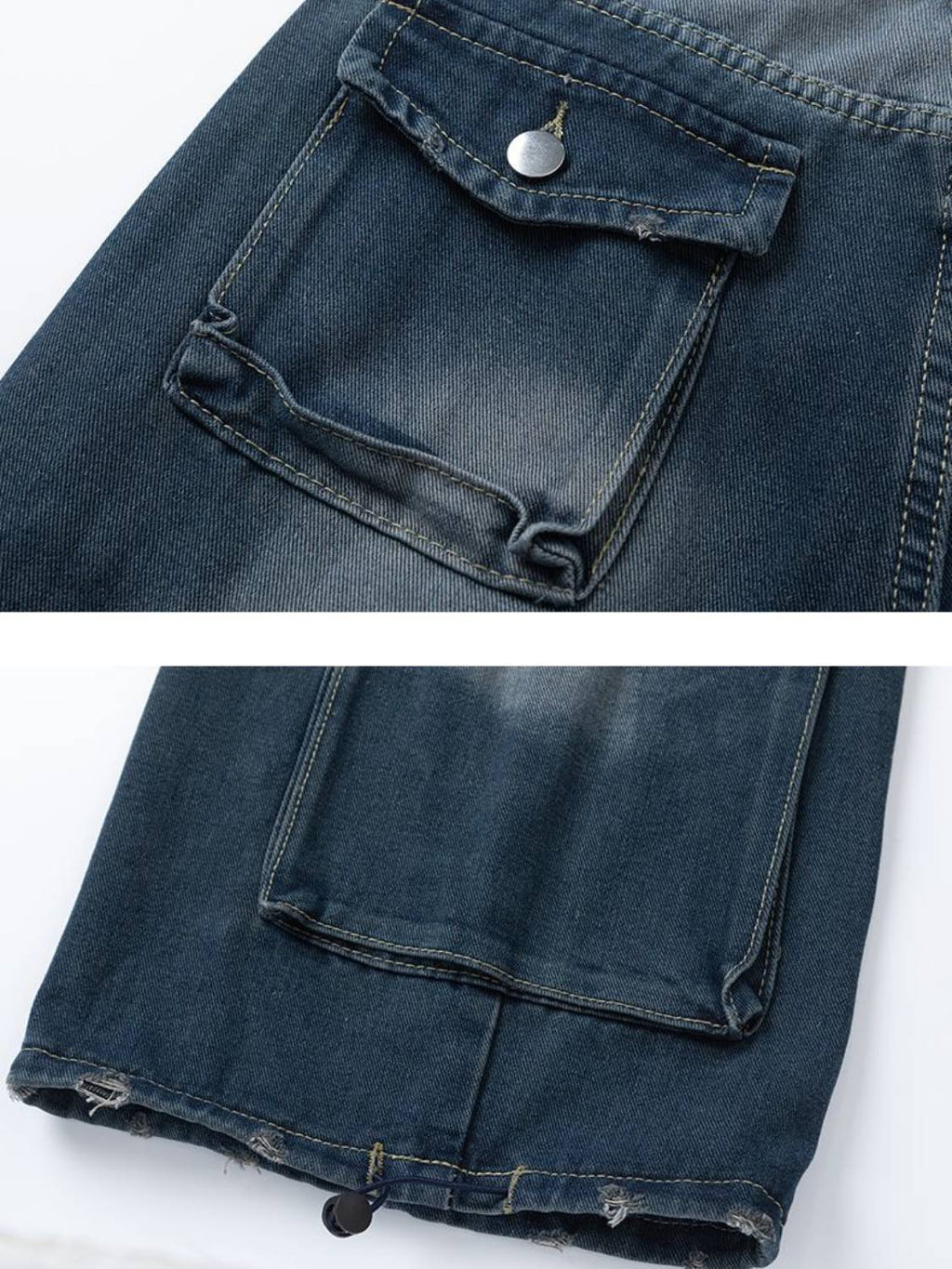 Vintage Washed Multi-pocket Jeans