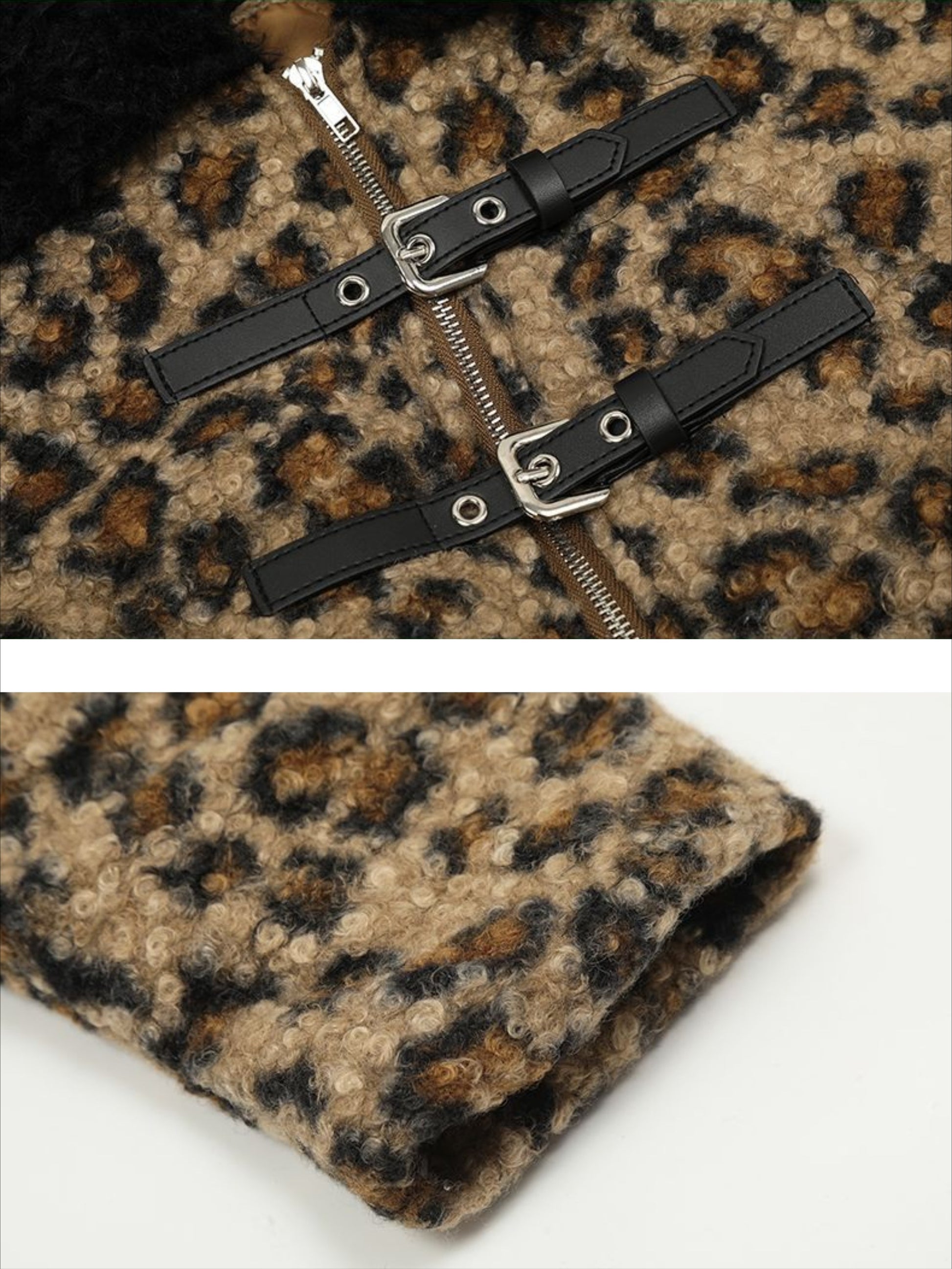 Vinatge Leopard Short Plus Fleece coat