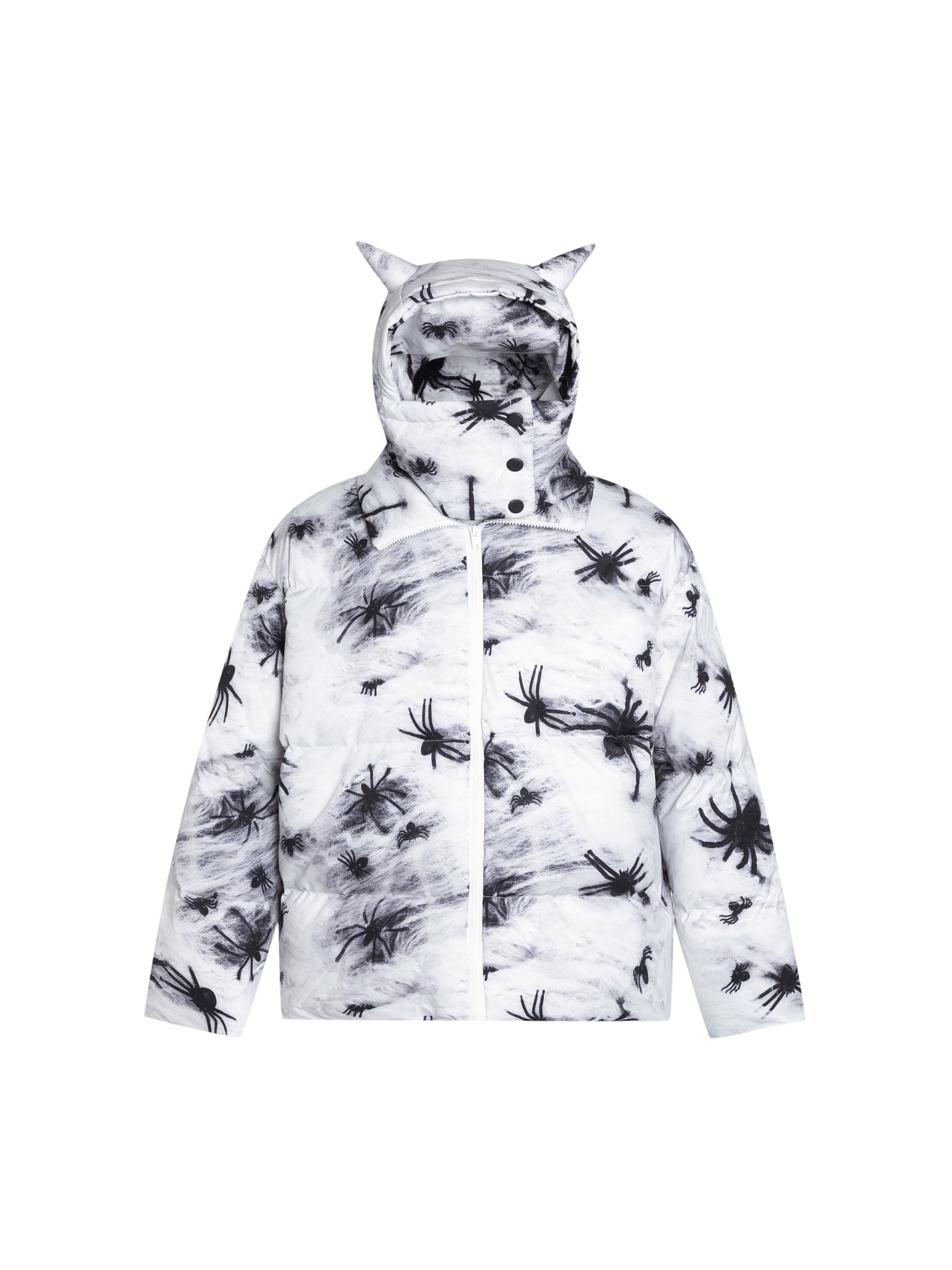 Masked Collar Solid Color Hooded Coat
