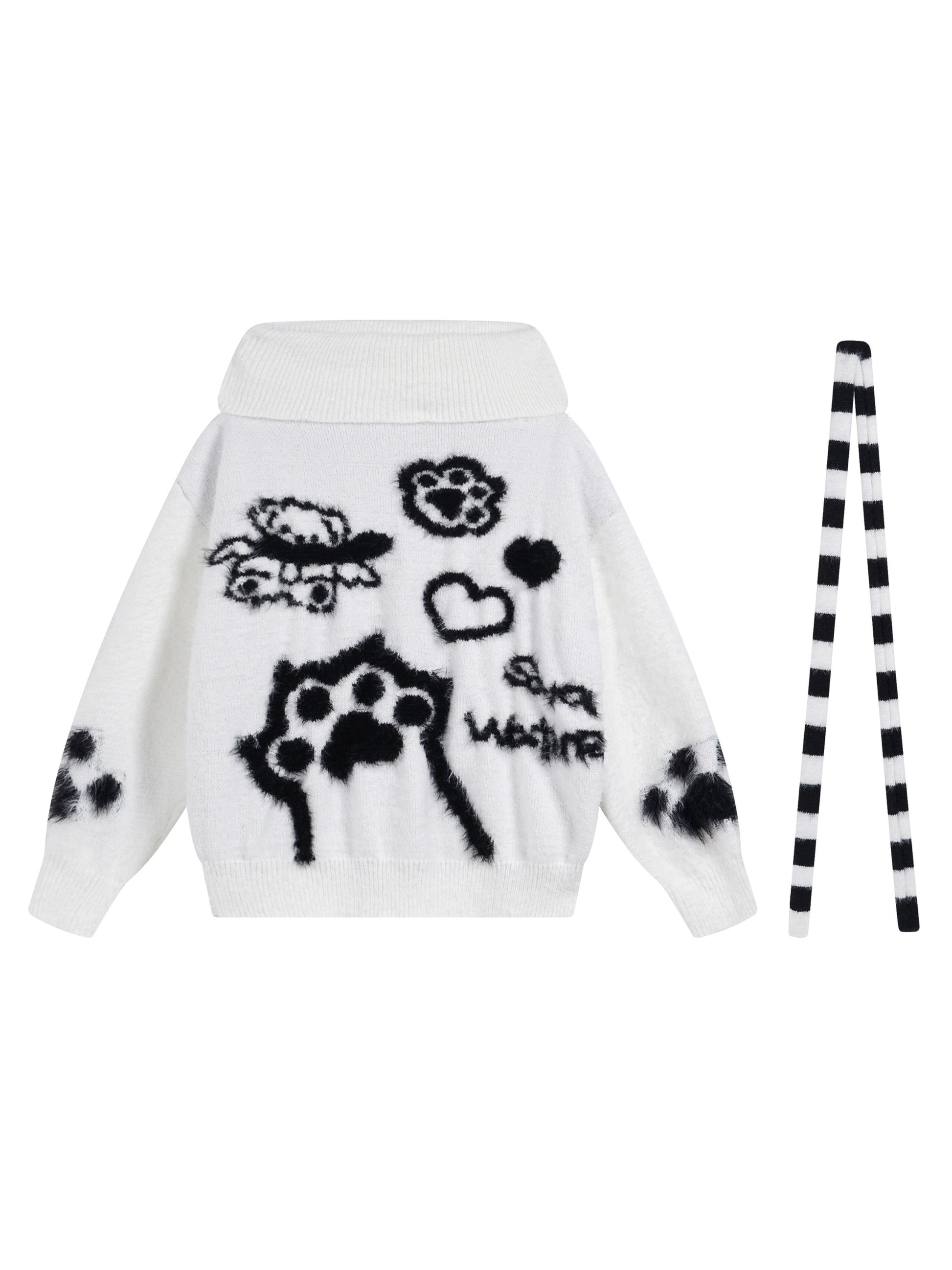 Vintage Little Bear Paw Print Painting Casual Sweater