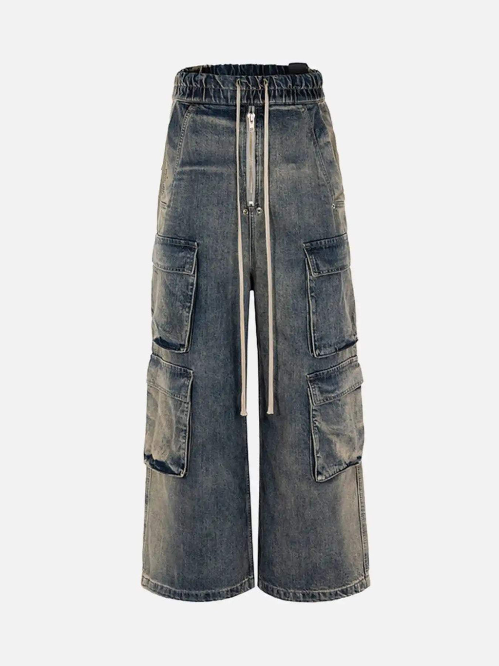 Disguisen Wide Leg Multi-Pocket Straight Leg Loose Jeans-4433
