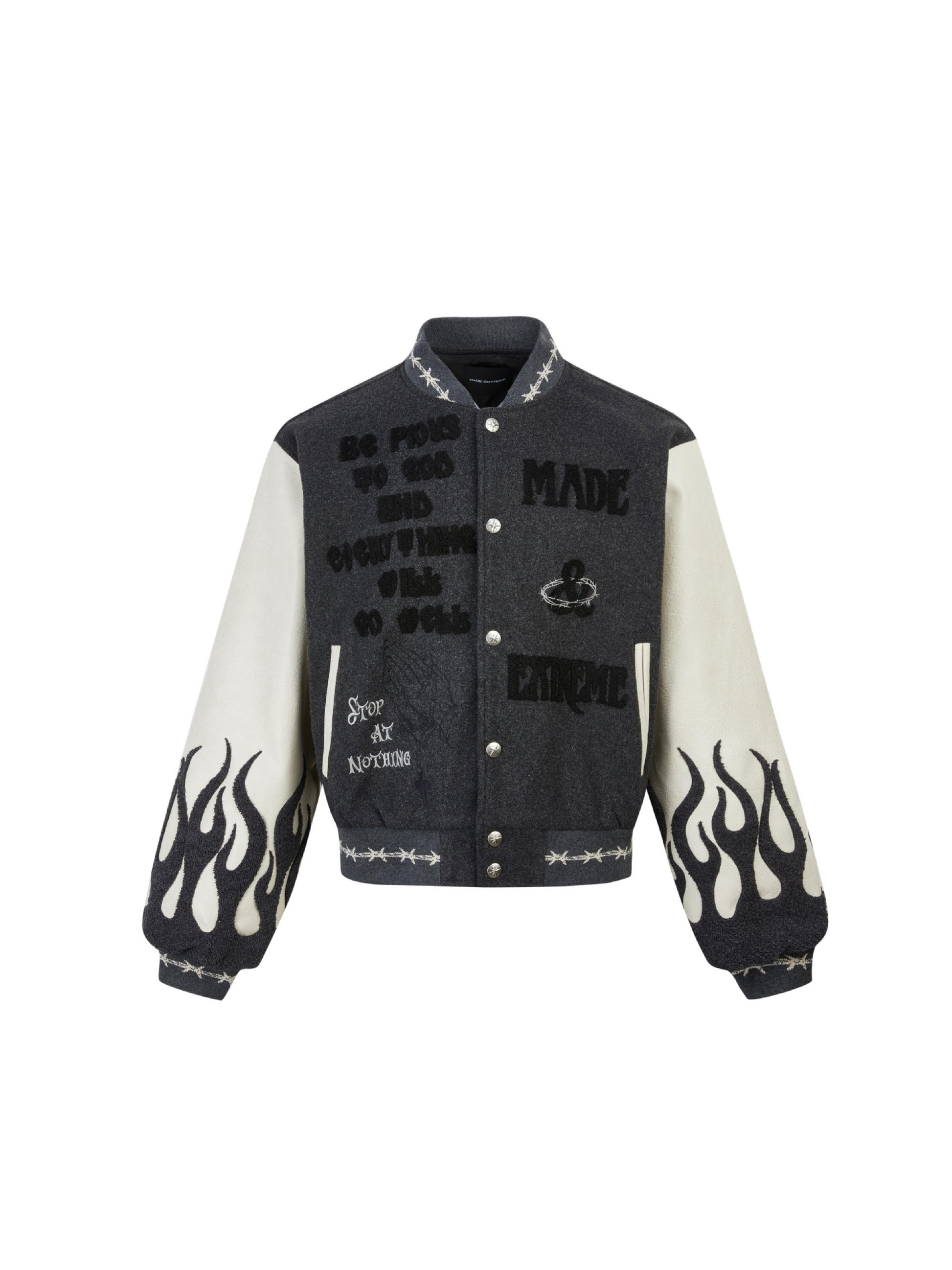 Vintage Embroidered Contrast Baseball Jacket