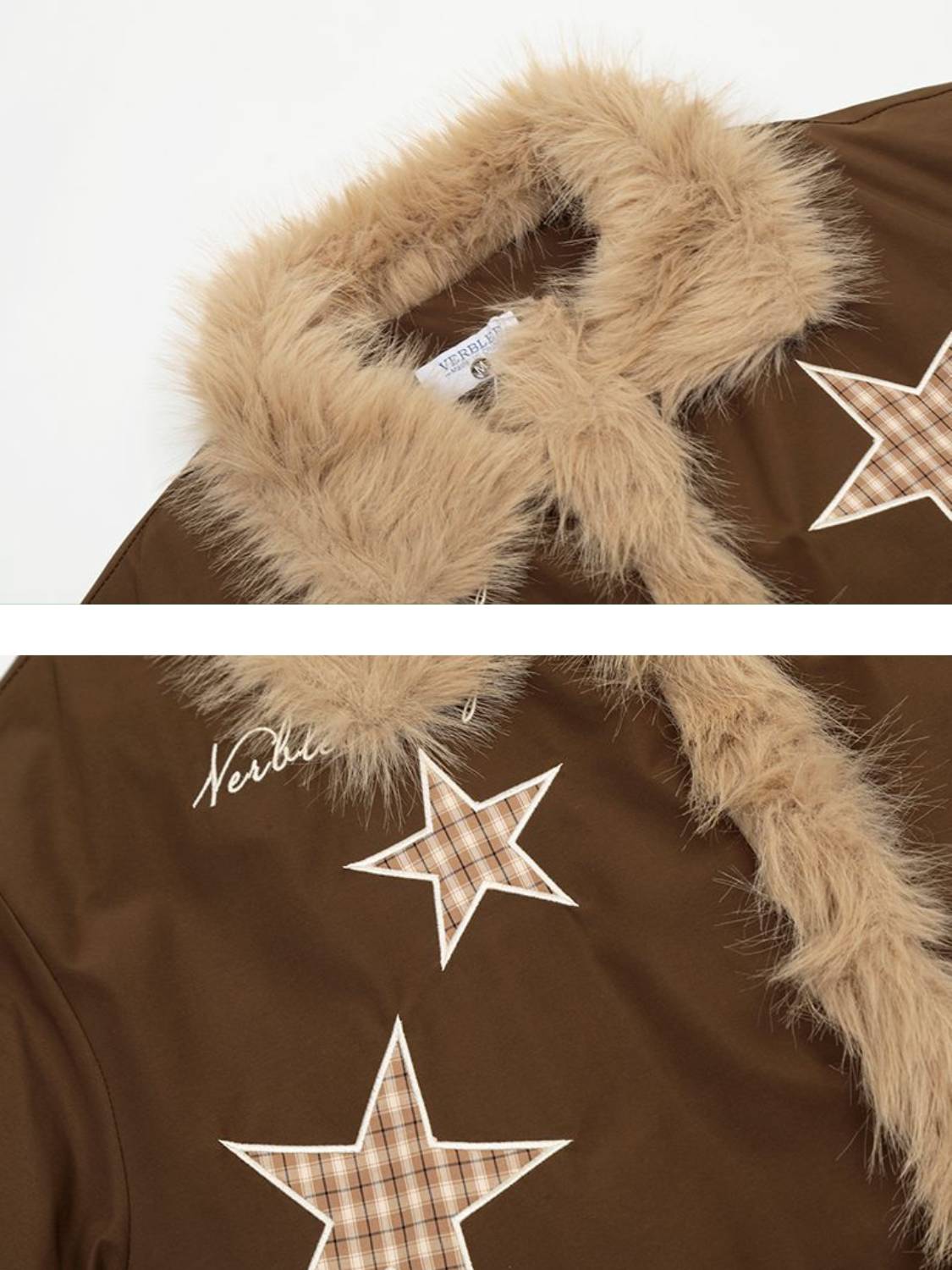 Vintage Unified Hair Embroidery Star Thickened Coat
