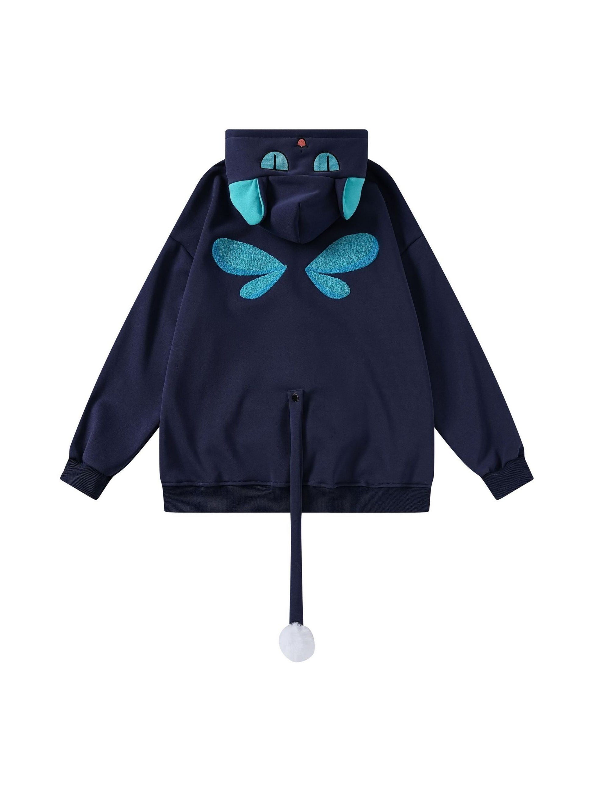 Cute Tail Design Zip-up Hoodie