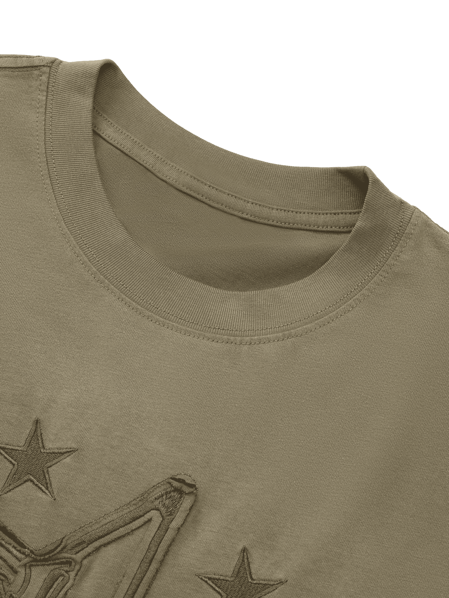 Disguisen Retro Gradient Star Applique Embroidery Street Rap T-Shirt