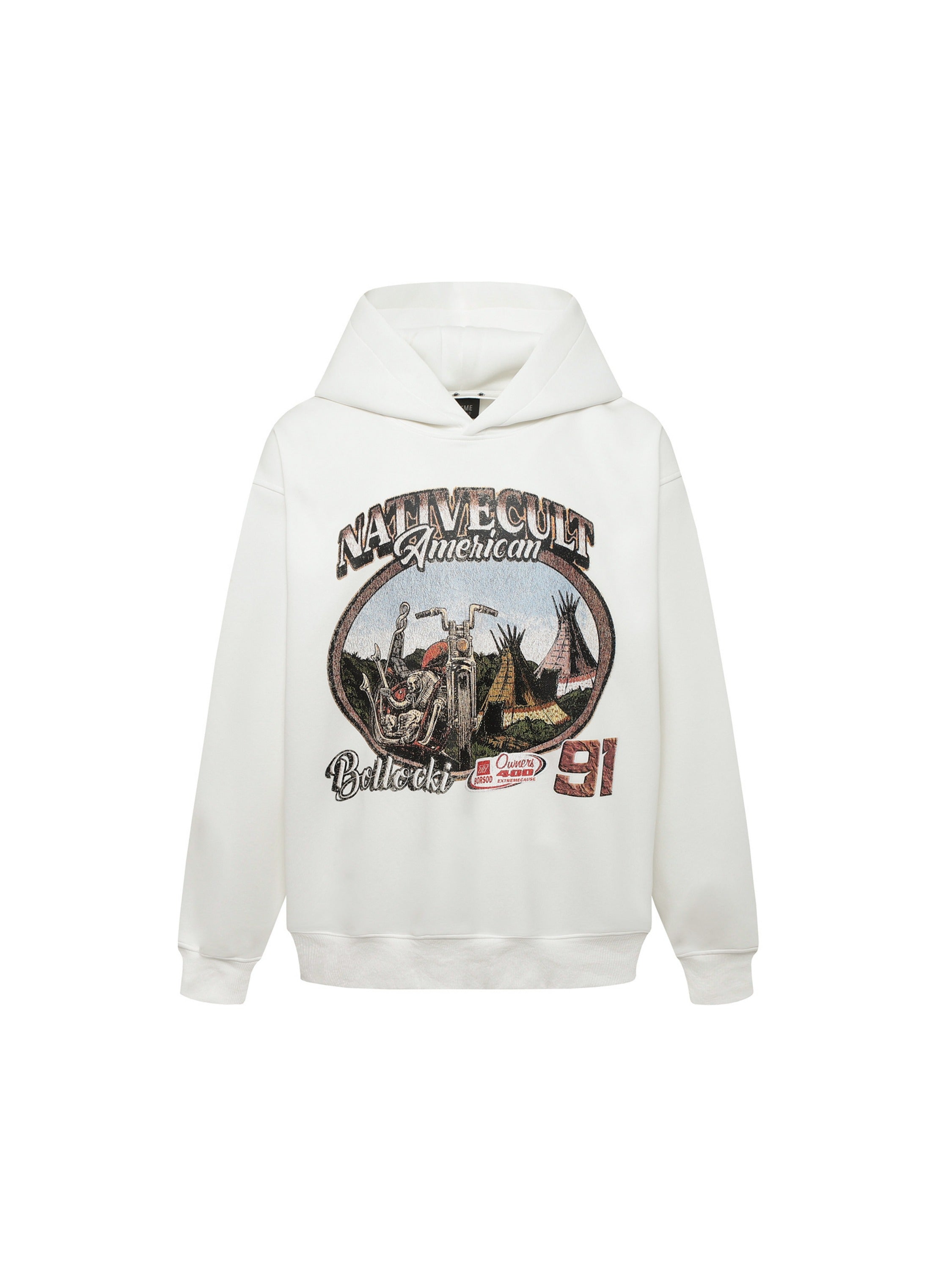 Vintage Washed Worn Loose Print Hoodie