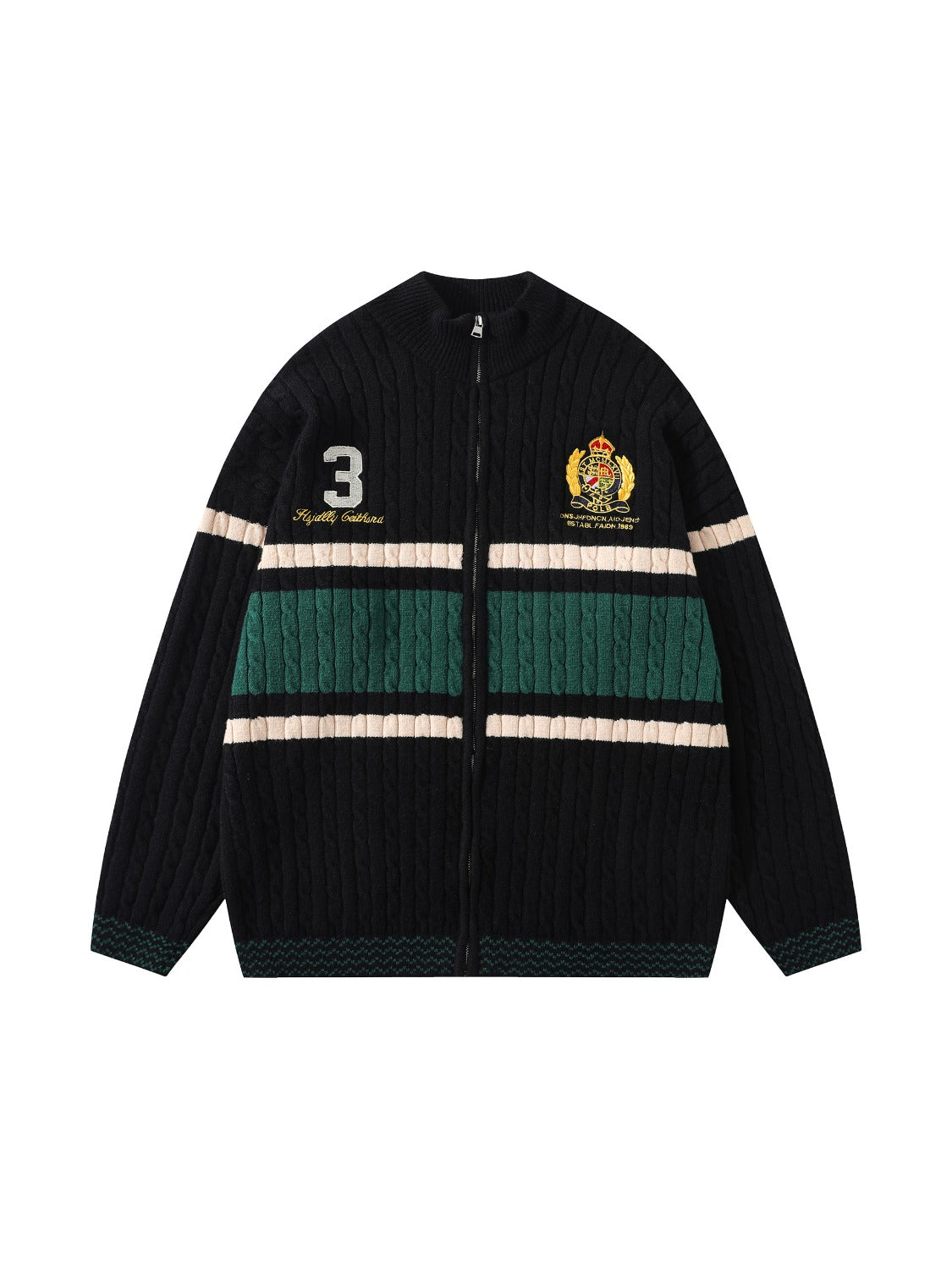 Vintage Embroidery Collision Color Leisure Sweater