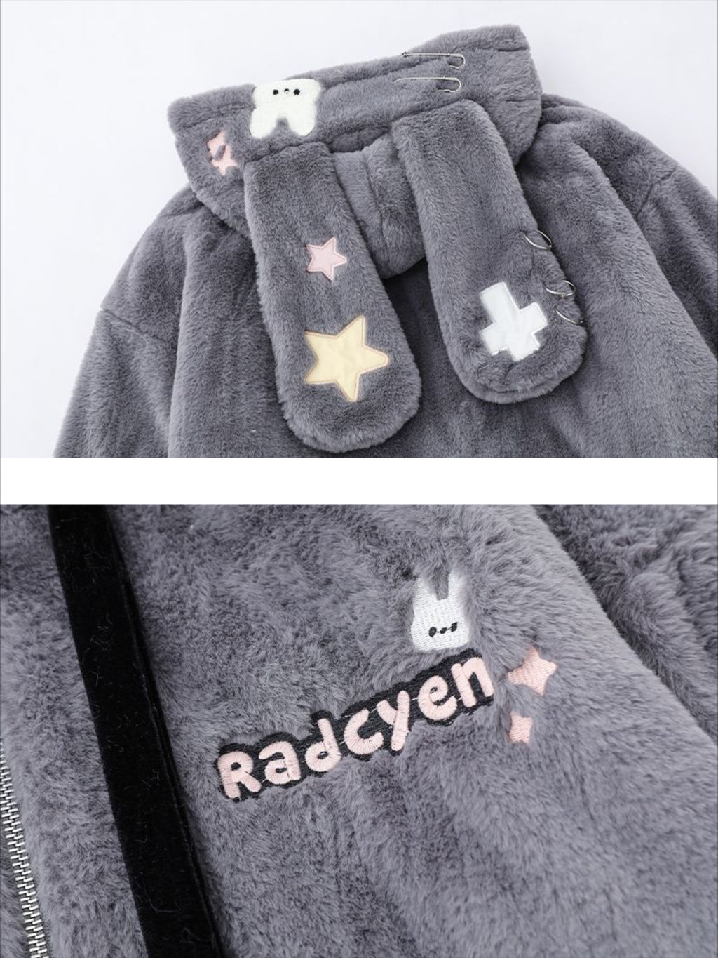 Bunny Ears Plush Hooded Jacket