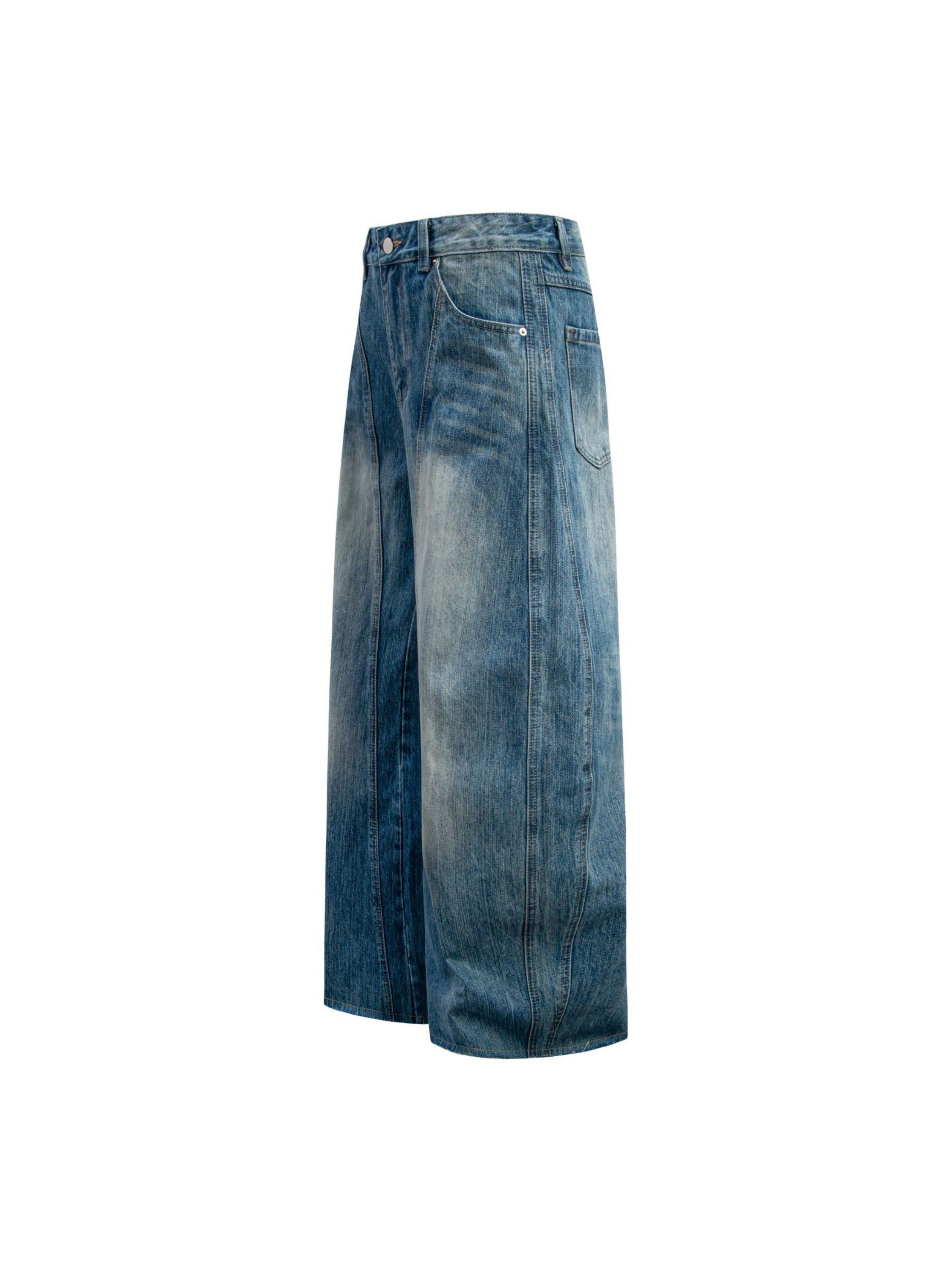 Vintage Distressed Curved Silhouette Jeans