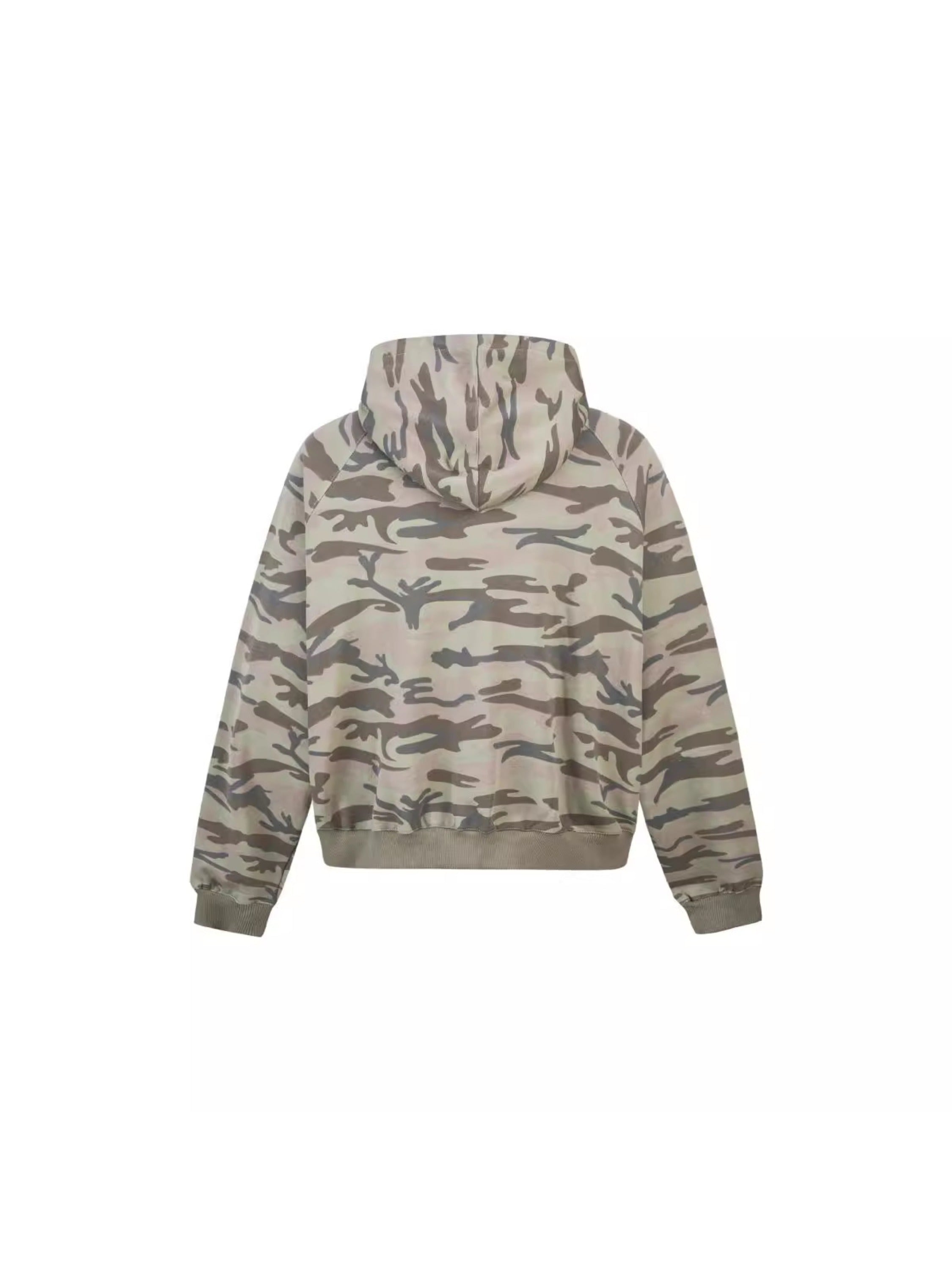 Camouflage Sequin Letter Pattern Zipper Hoodie