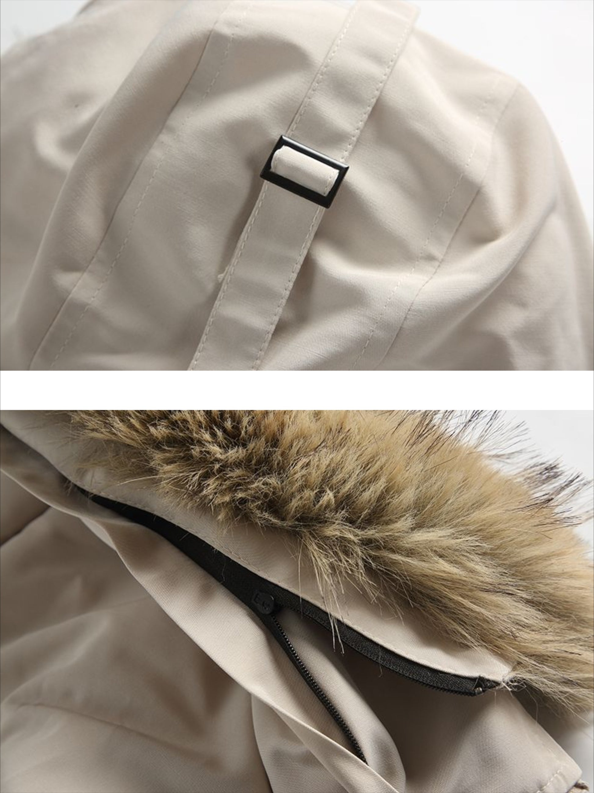 Retro Simple Fur Collar Parka Coat