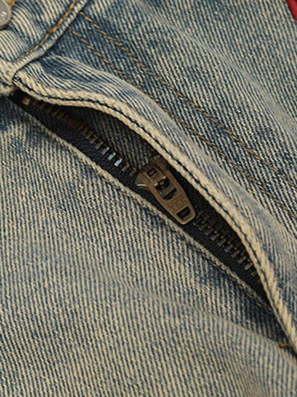 Disguisen American Retro Hip-Hop Chain Embroidery Jeans