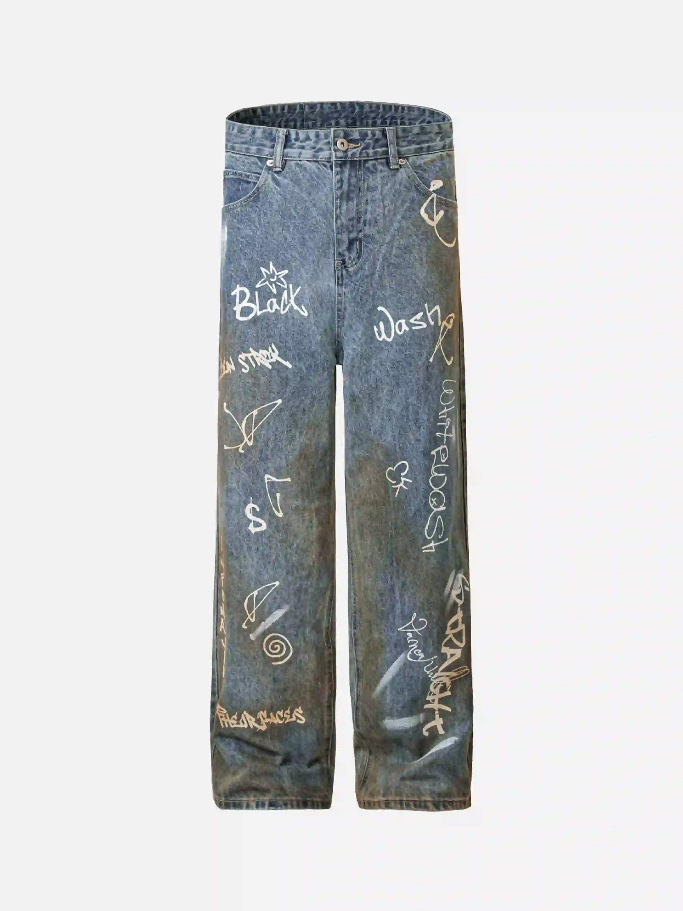 Disguisen Hip-Hop Graffiti Distressed Jeans