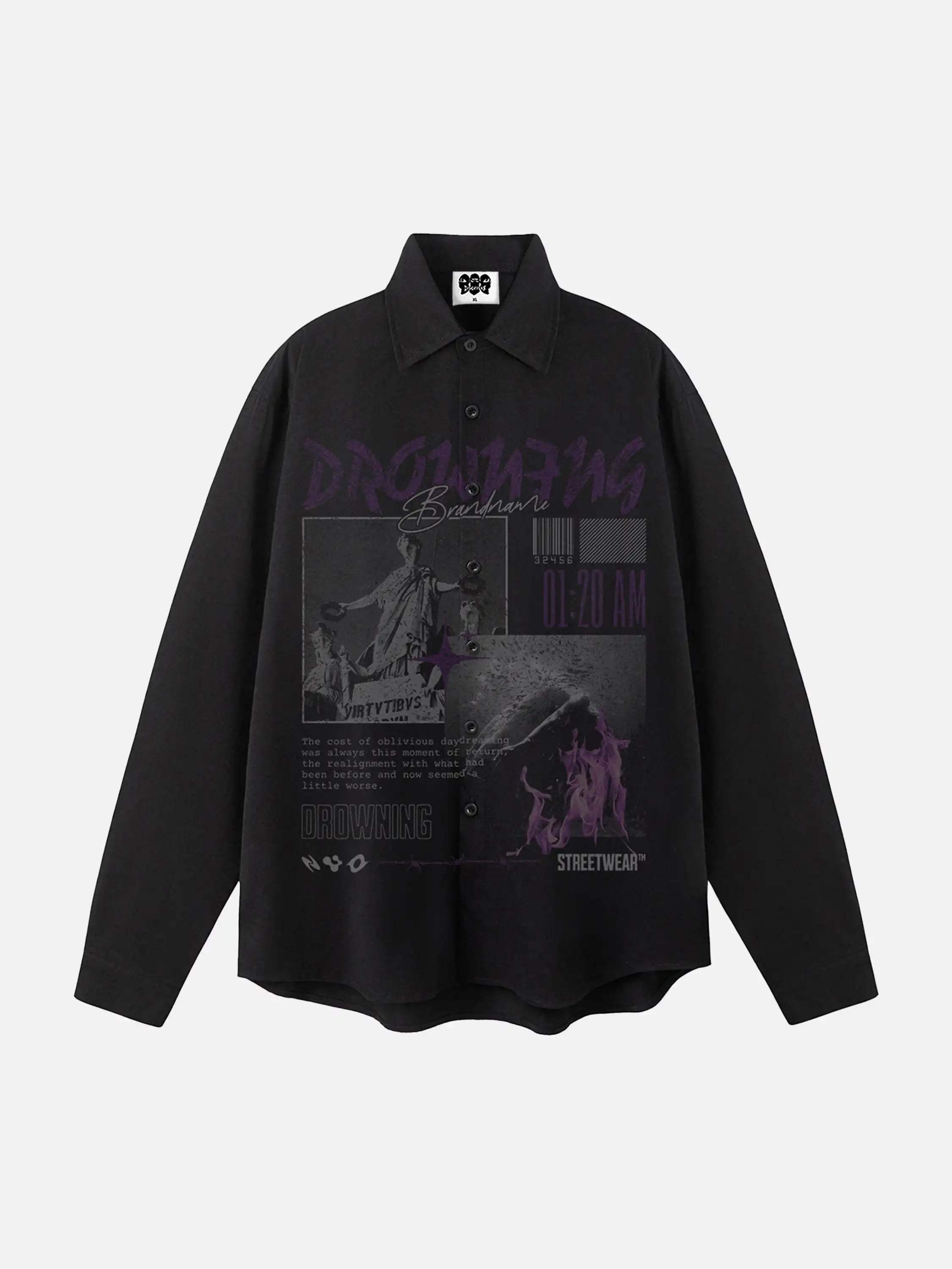 Disguisen Portrait Painting Dark Long Sleeve Shirt