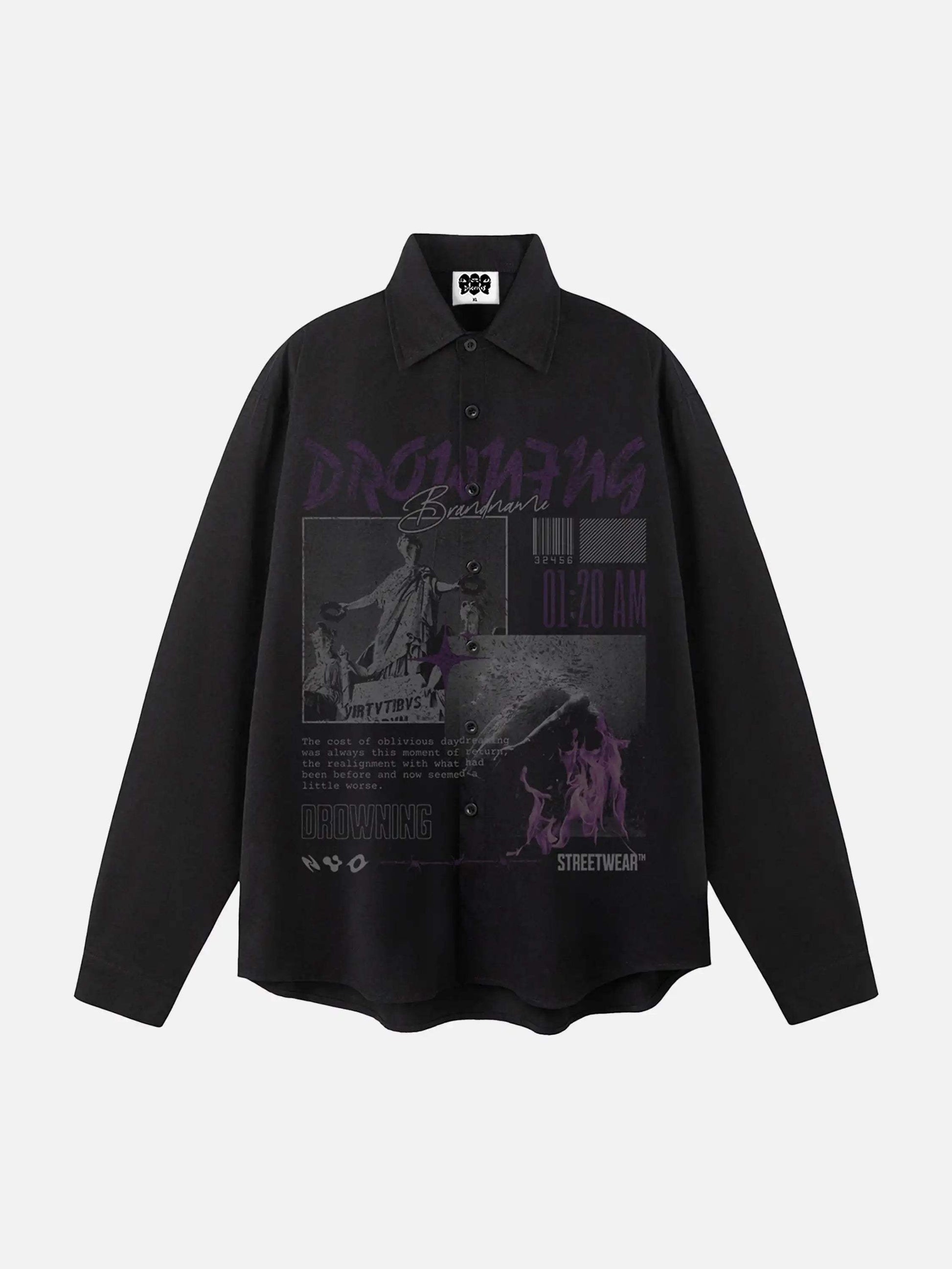 Disguisen Portrait Painting Dark Long Sleeve Shirt