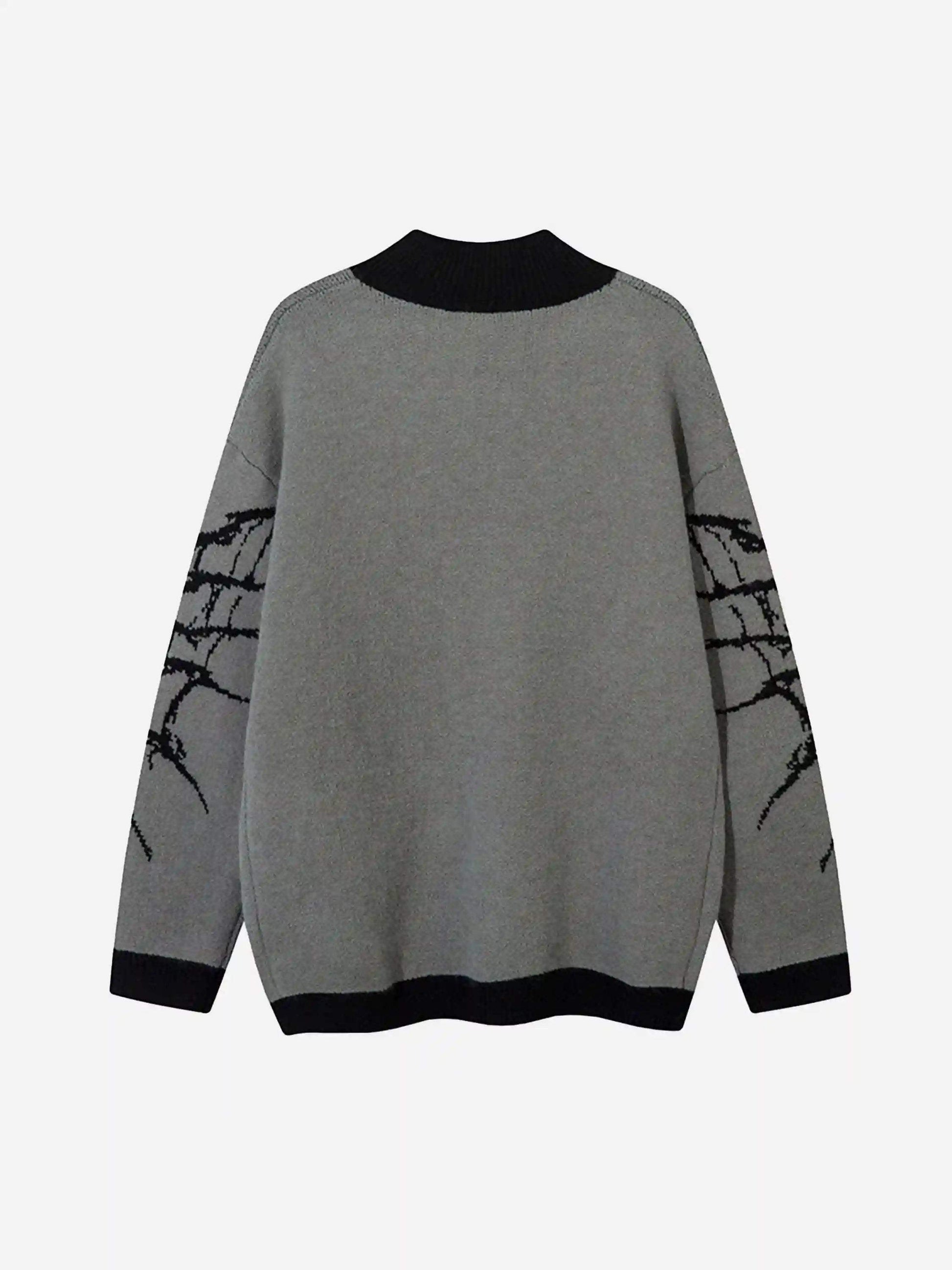 Disguisen Dark Spider Web Zipper Stand Collar Cardigan