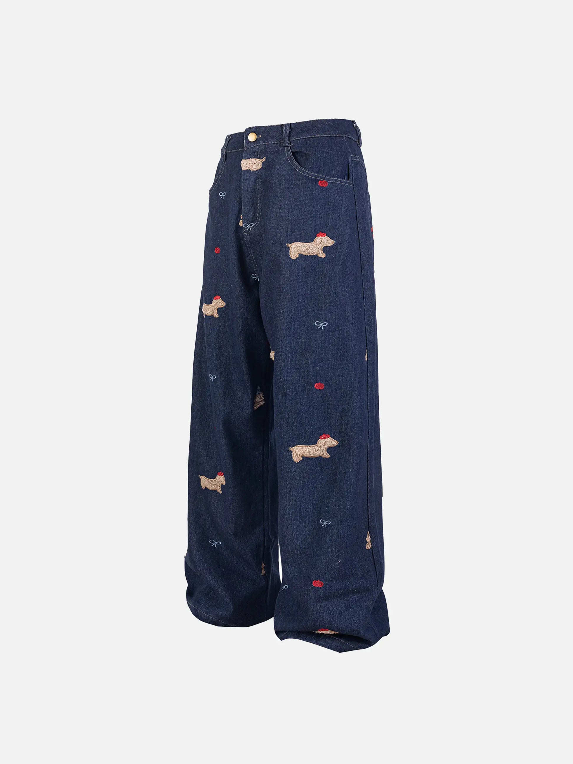 Puppy Embroidered Jeans