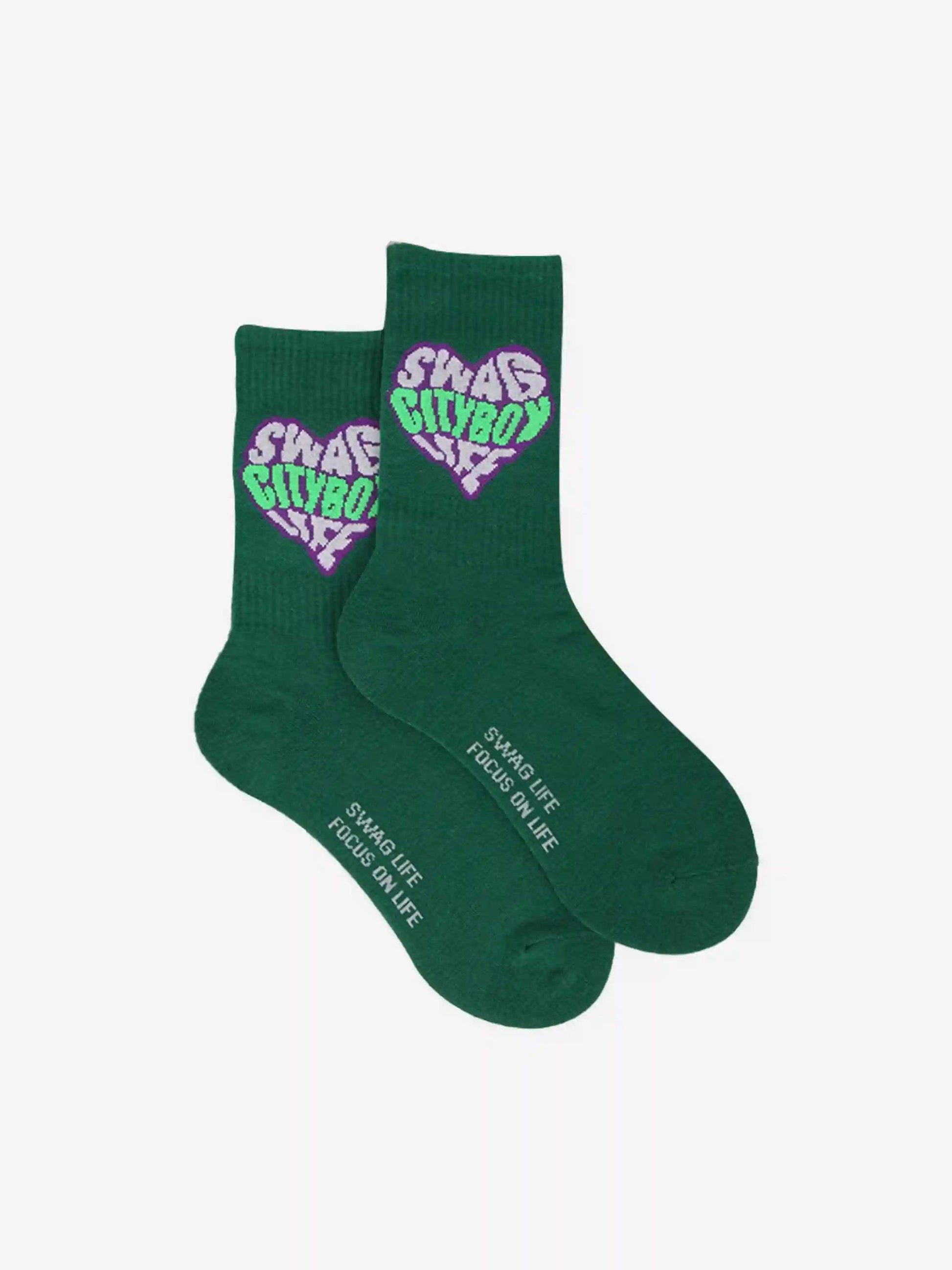 Disguisen American Style Heart Letter Skateboard Socks
