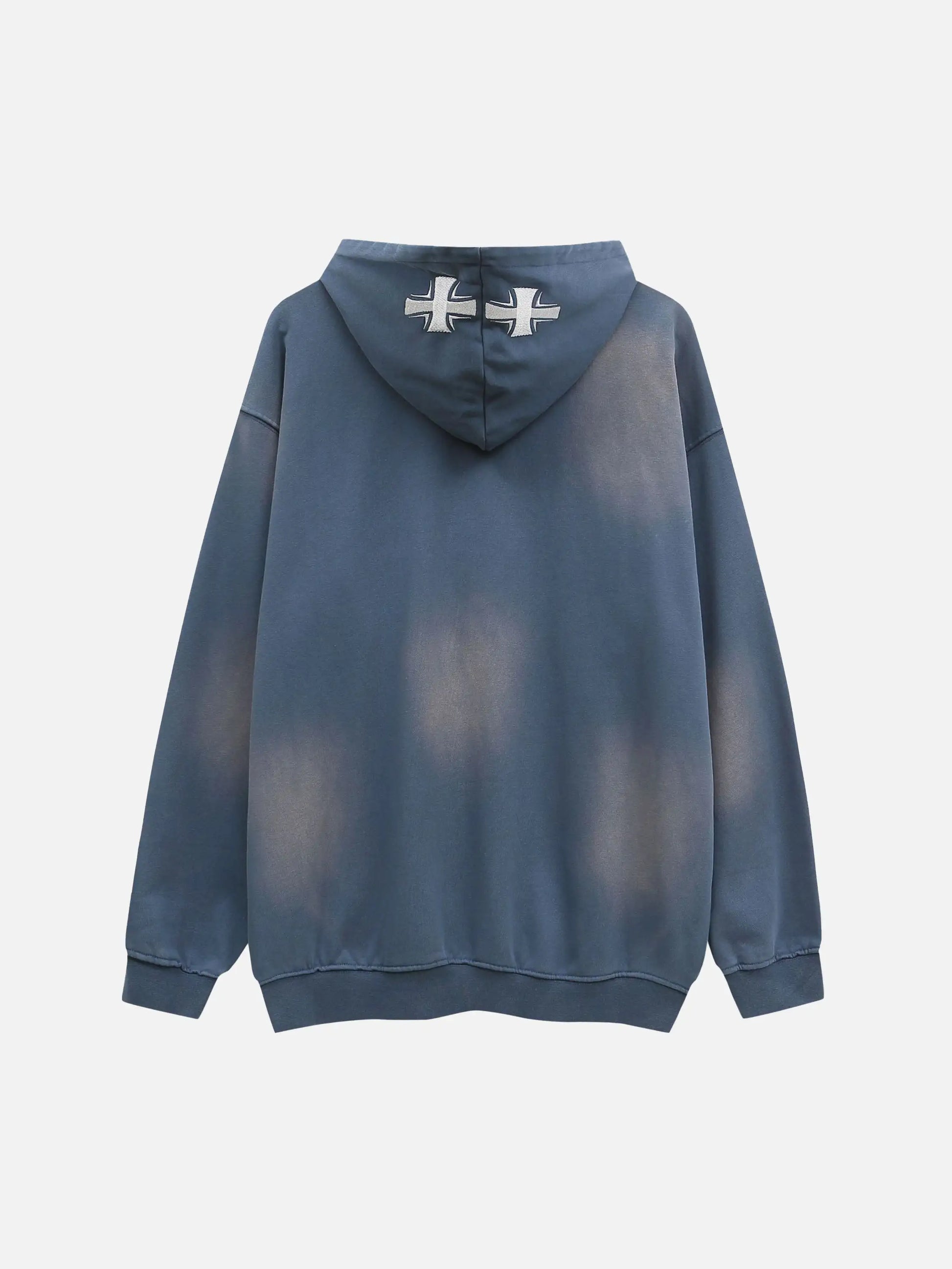 Cross Lettering Embroidery Washed Hoodie