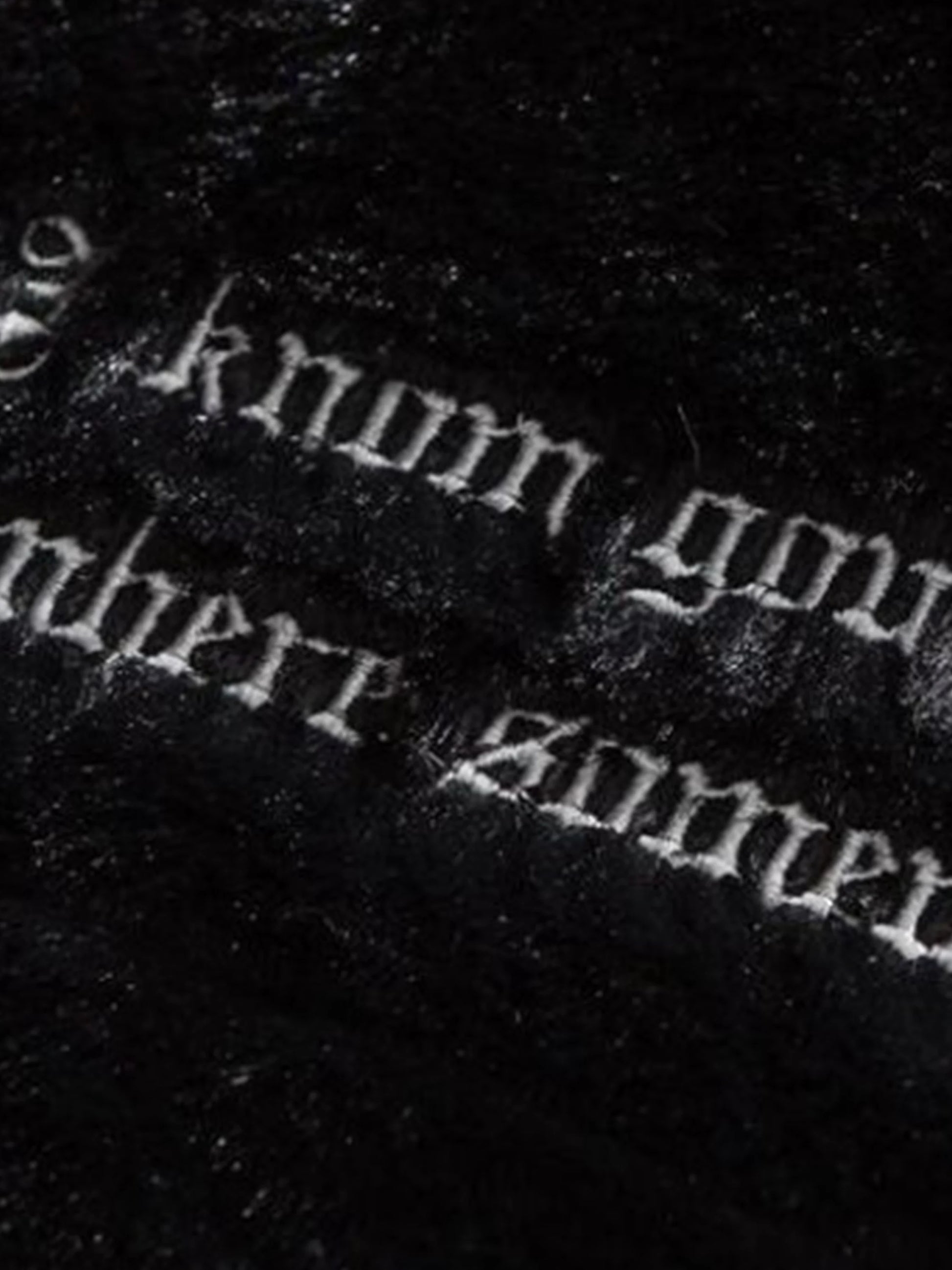 Letter Embroidered Plush Stand Collar Coat