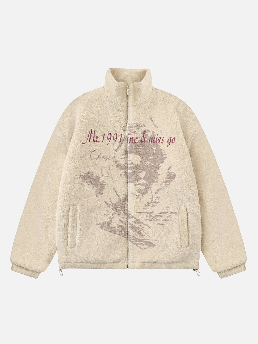 Vintage Character Print Sherpa Coat