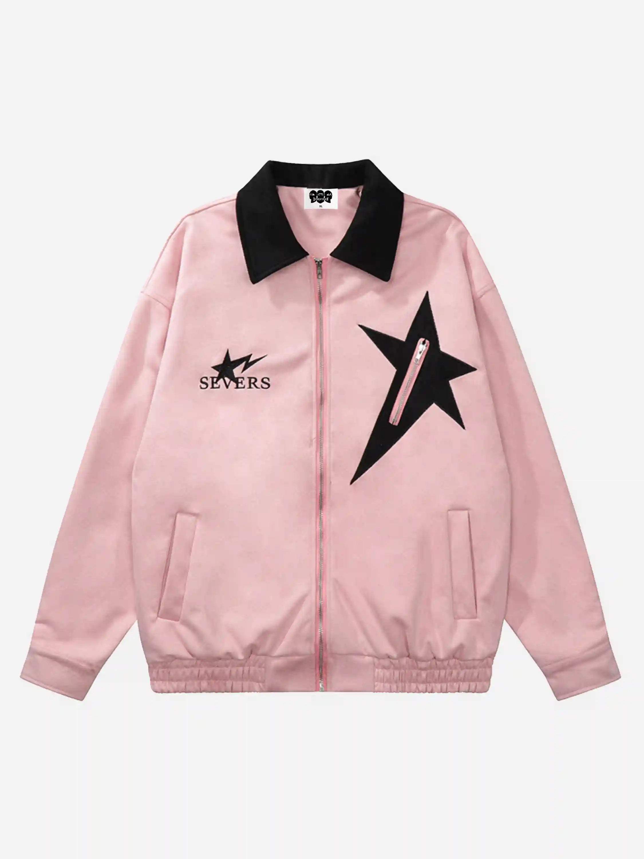 Disguisen Hip Hop Star Embroidery Contrast Lapel Jacket
