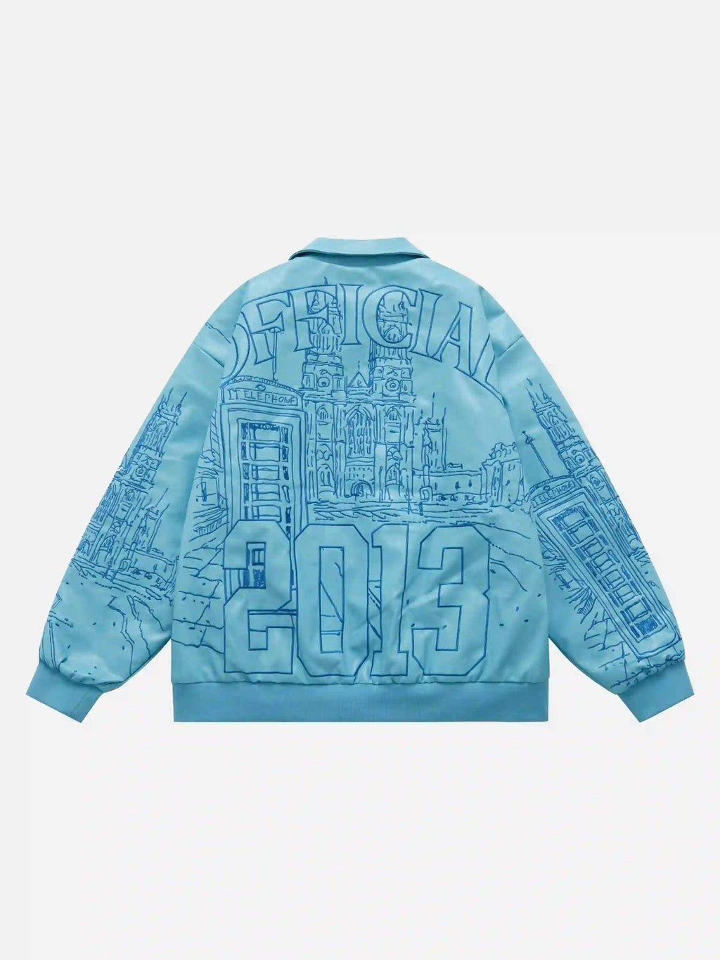 Disguisen Street Architecture Embroidered Leather Jacket
