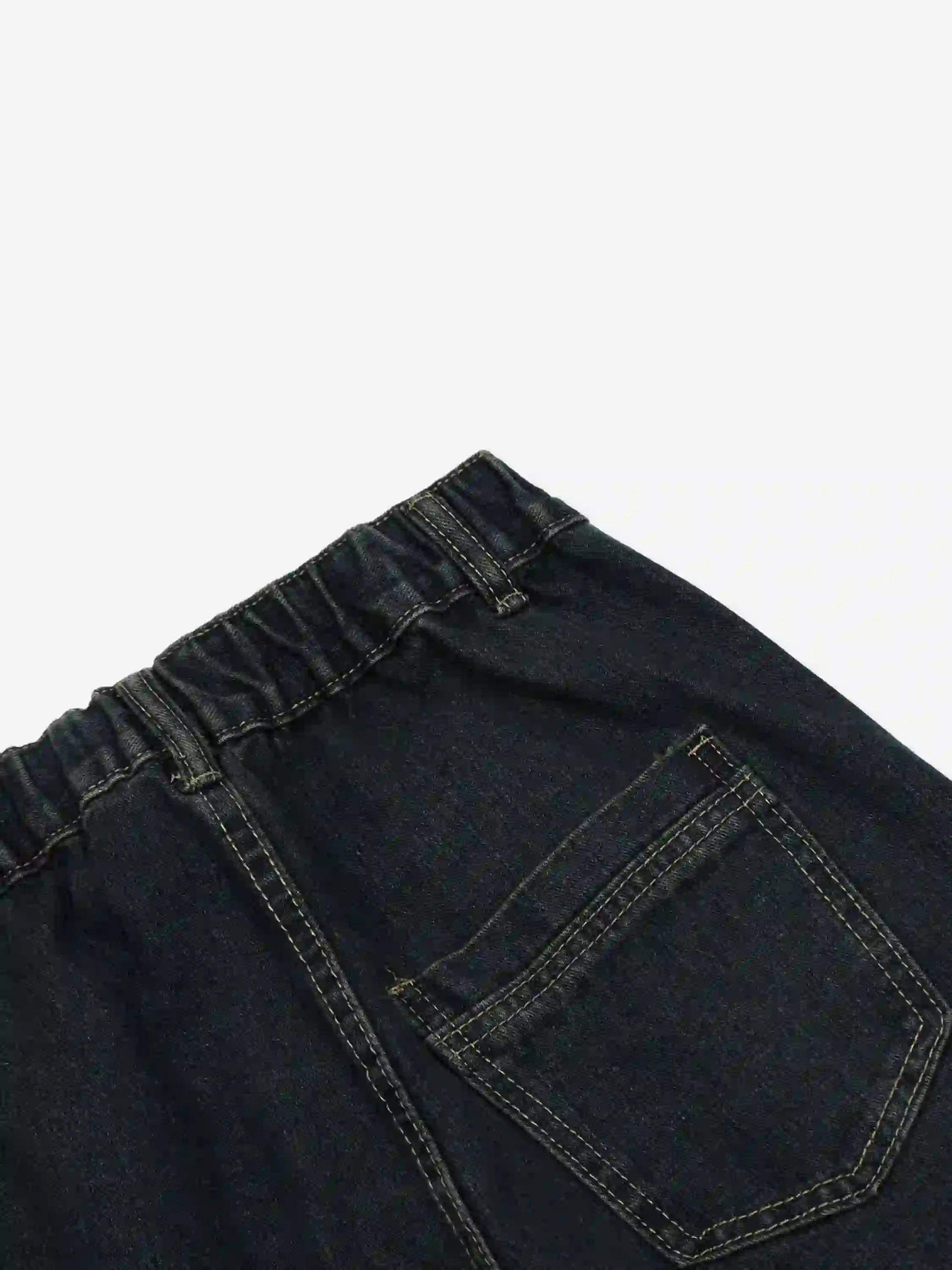 Multi-Pocket Star Patchwork Jeans