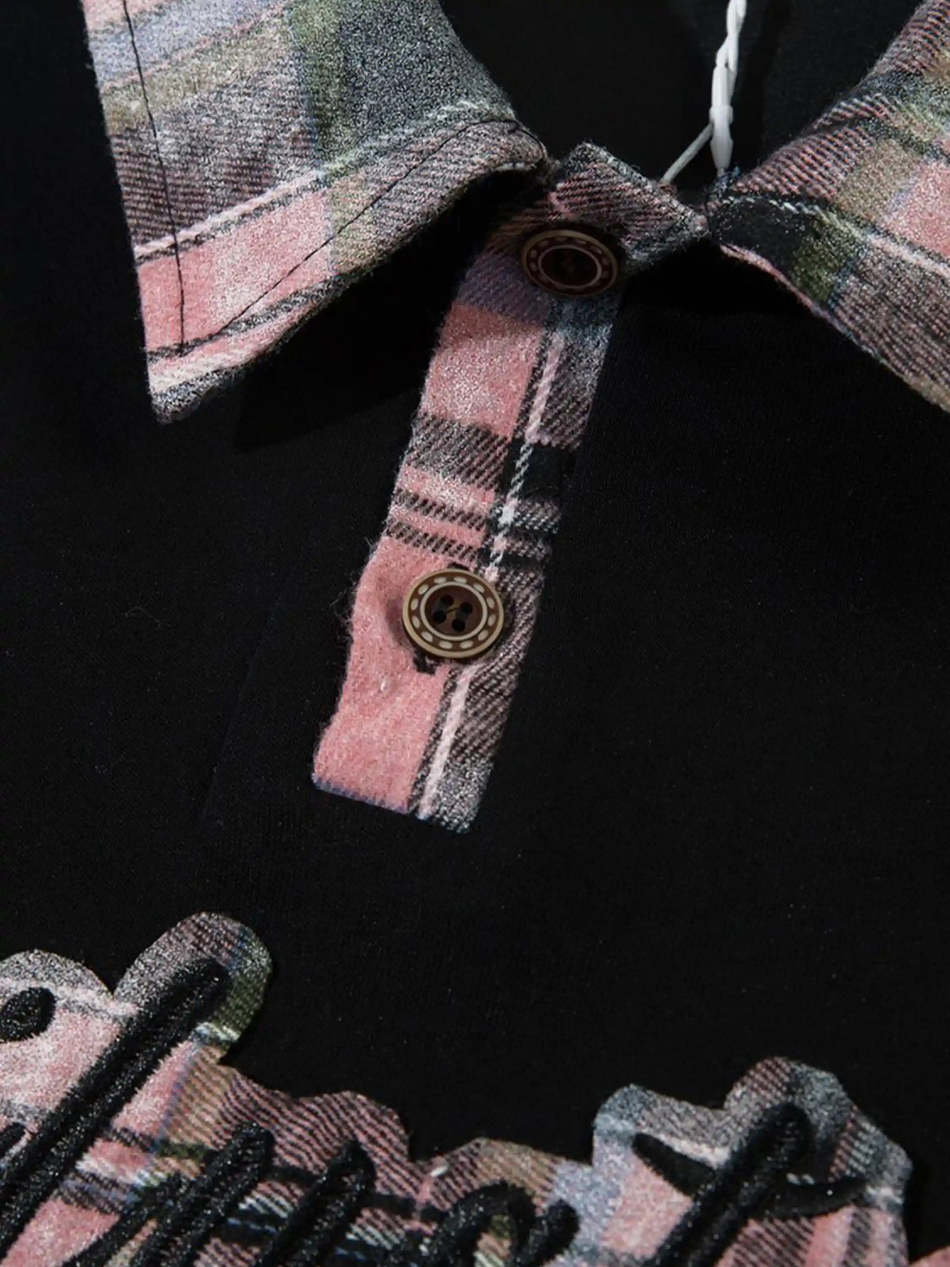 Vintage Fake two-piece Plaid Patchwork Sweatshirt
