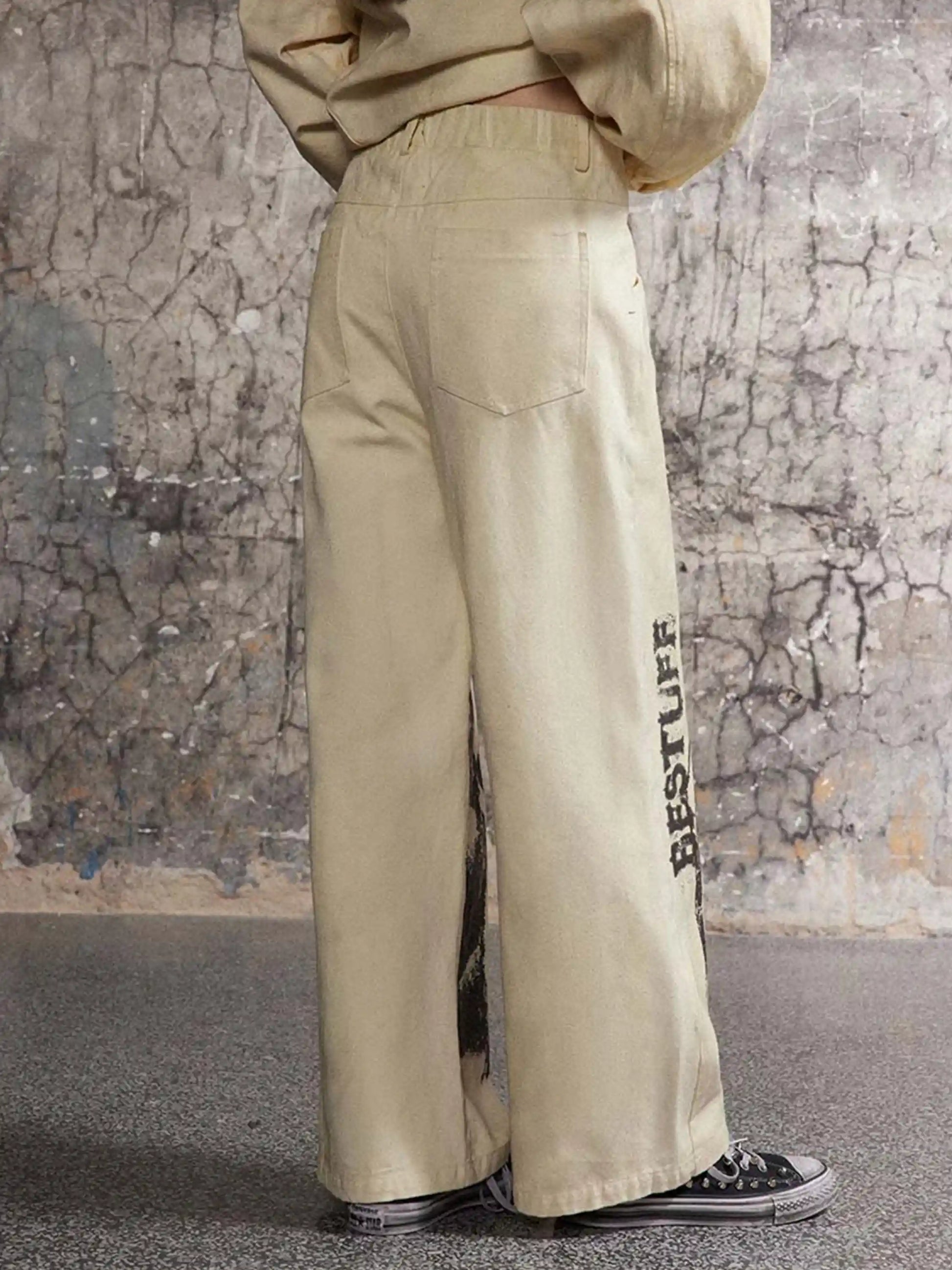Disguisen Washed Distressed Doberman Graffiti Sweatpants