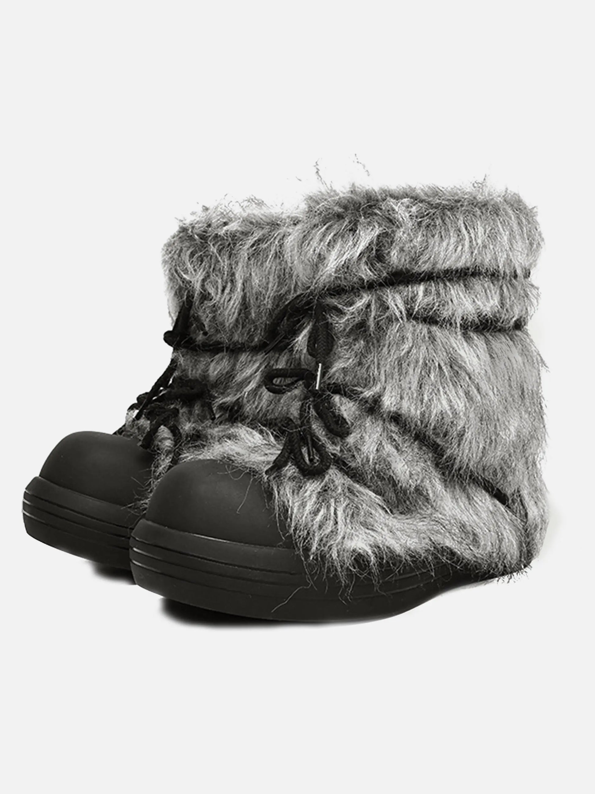 Furry Lace-up Chunky Boots