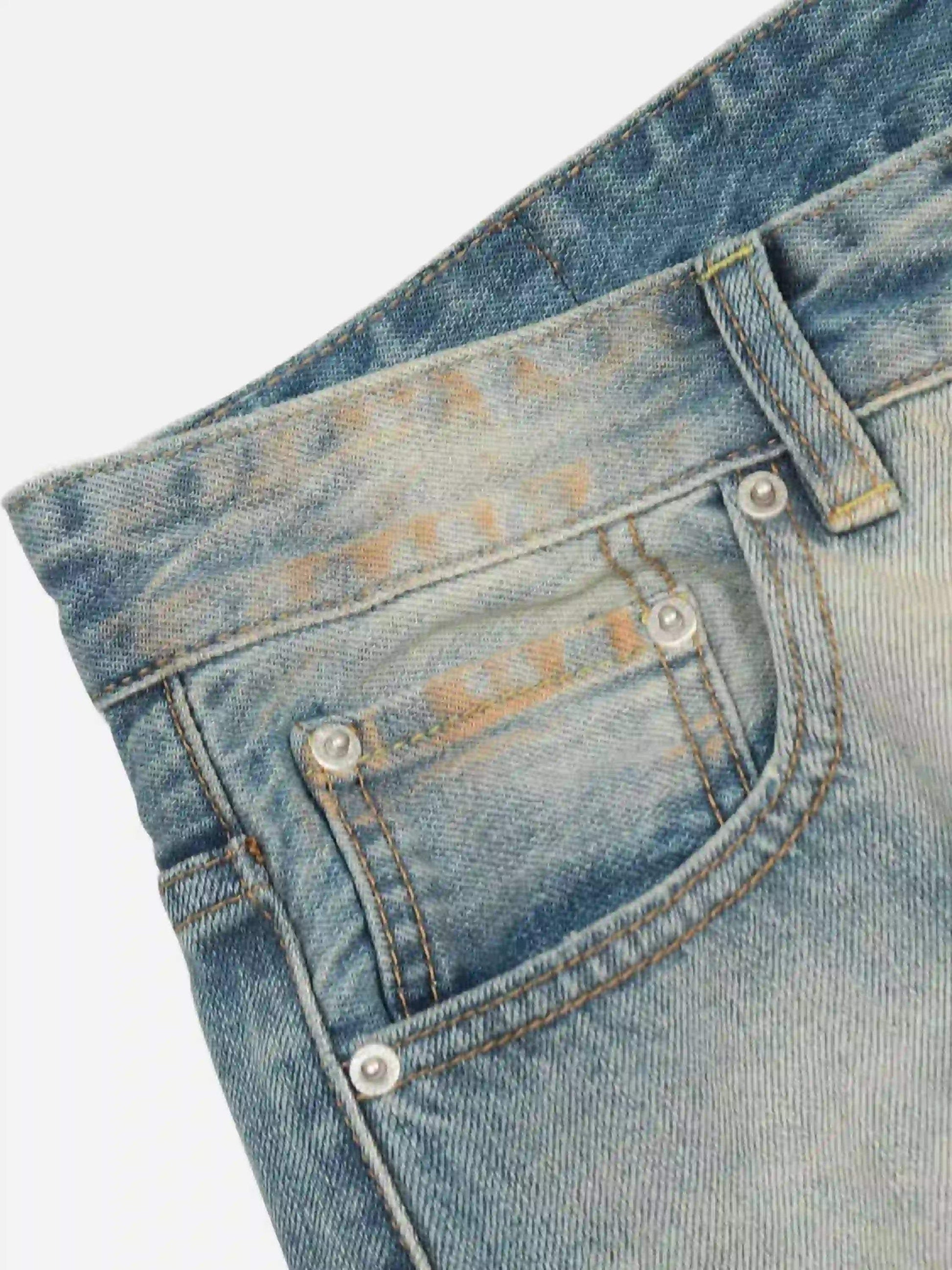 Disguisen Street Distressed Industrial Style Straight Jeans